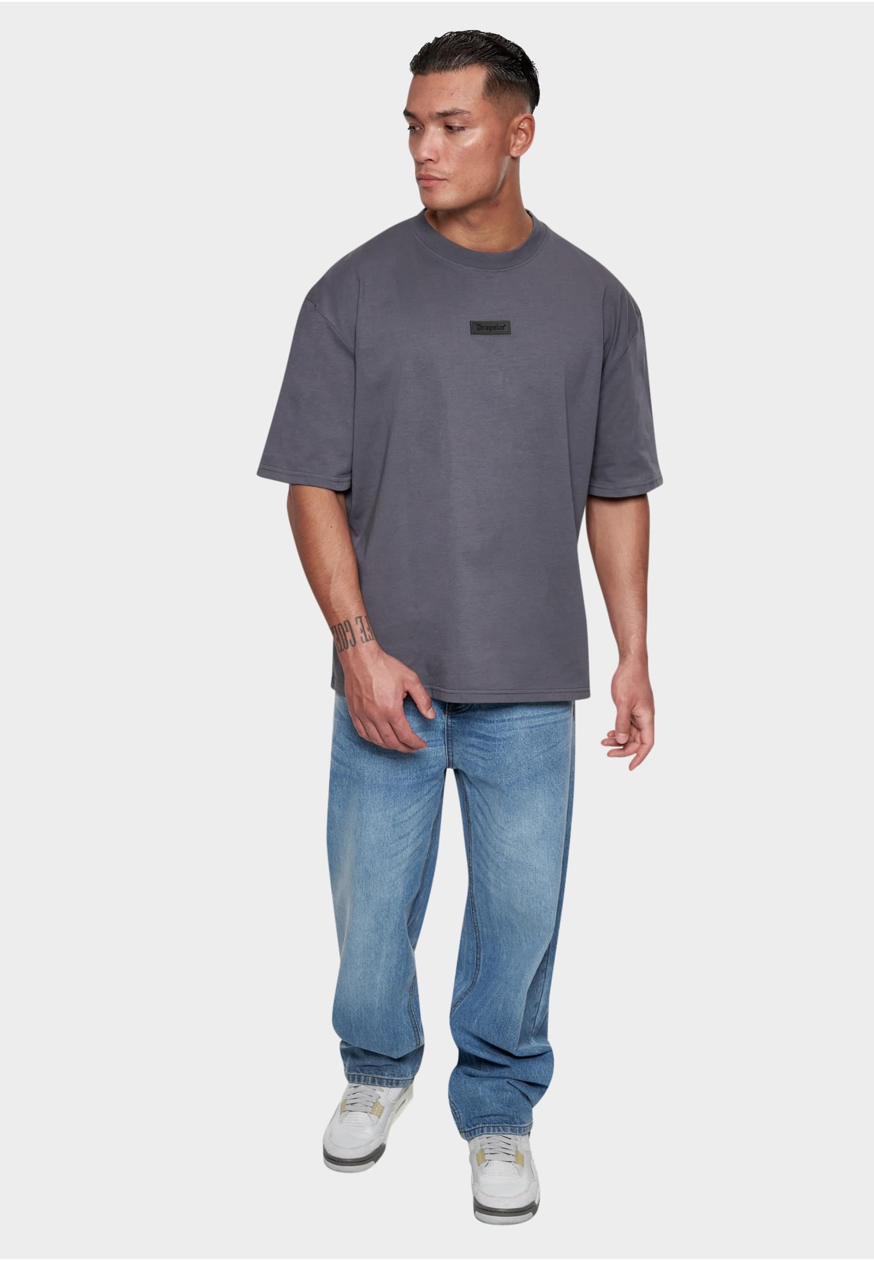 Dropsize T-Shirt »Dropsize Herren Heavy Oversize Front Rubber Patch T-Shirt«, (1 tlg.)