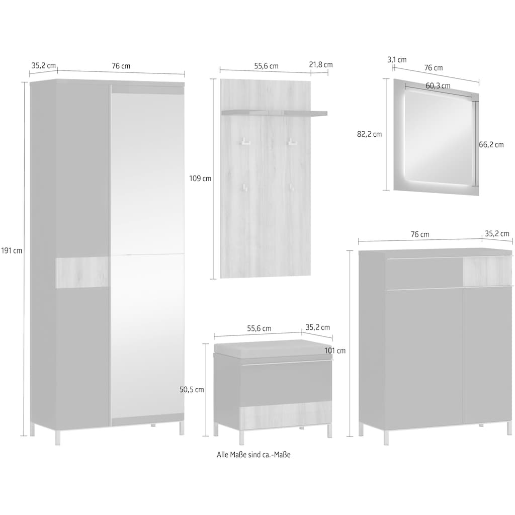 Places of Style Garderoben-Set »Onyx«, (Set, 5 St.)