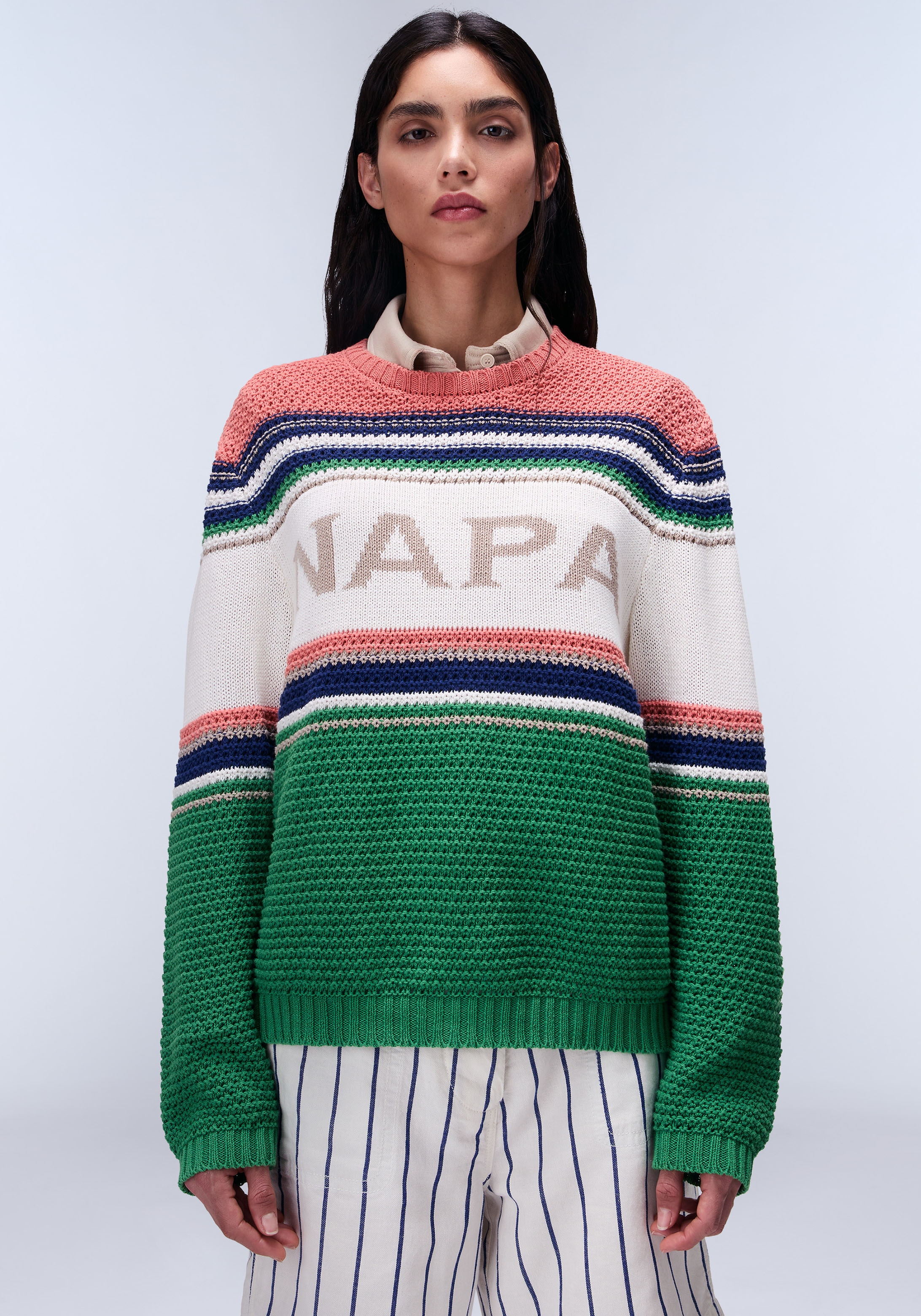 Napapijri Strickpullover "D-AULLA C W 81S STRIPE 81S", Mit Rundhalsausschni günstig online kaufen