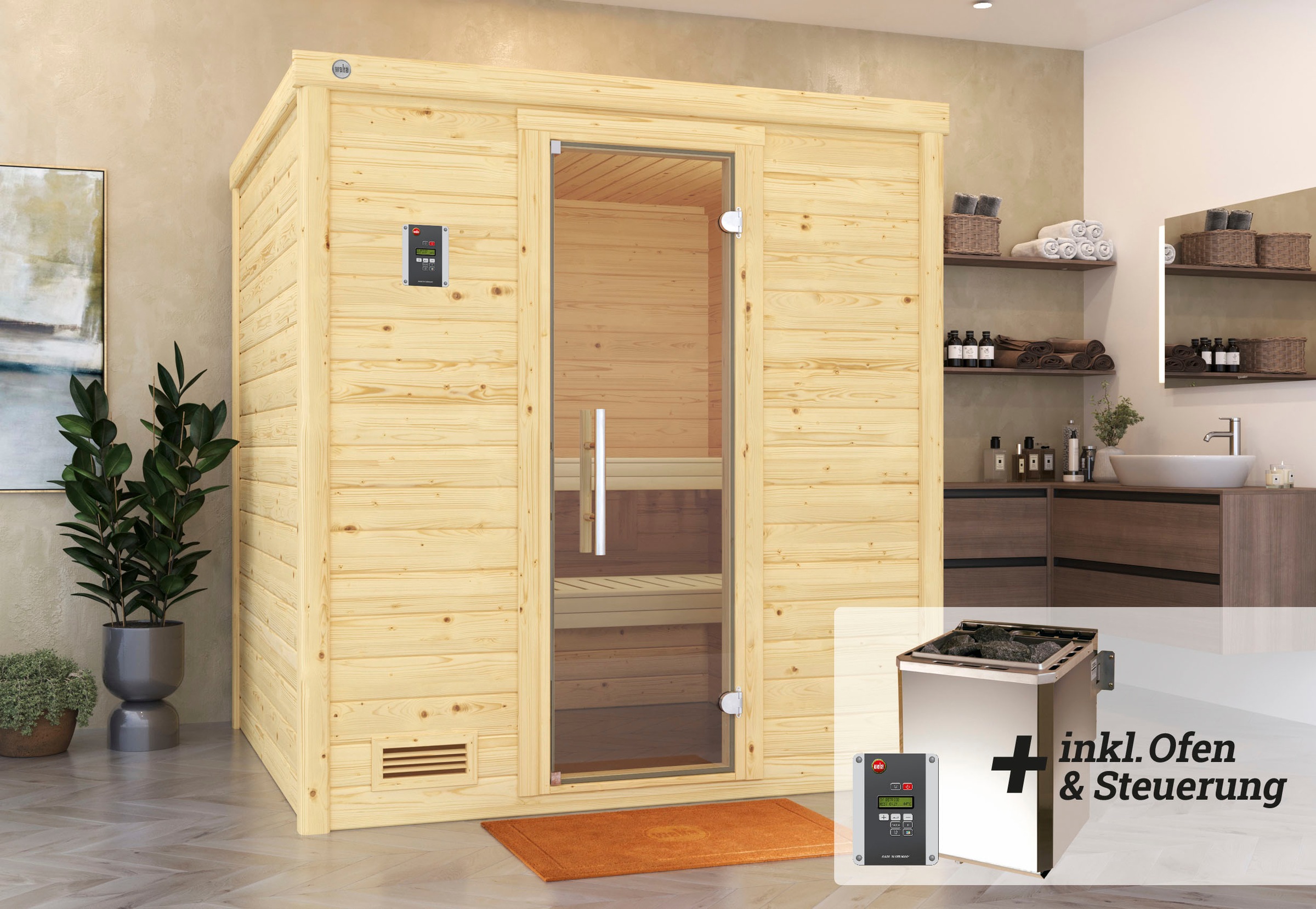 weka Sauna »Bergen«, 7,5 kW Bio-Ofen mit digitaler Steuerung