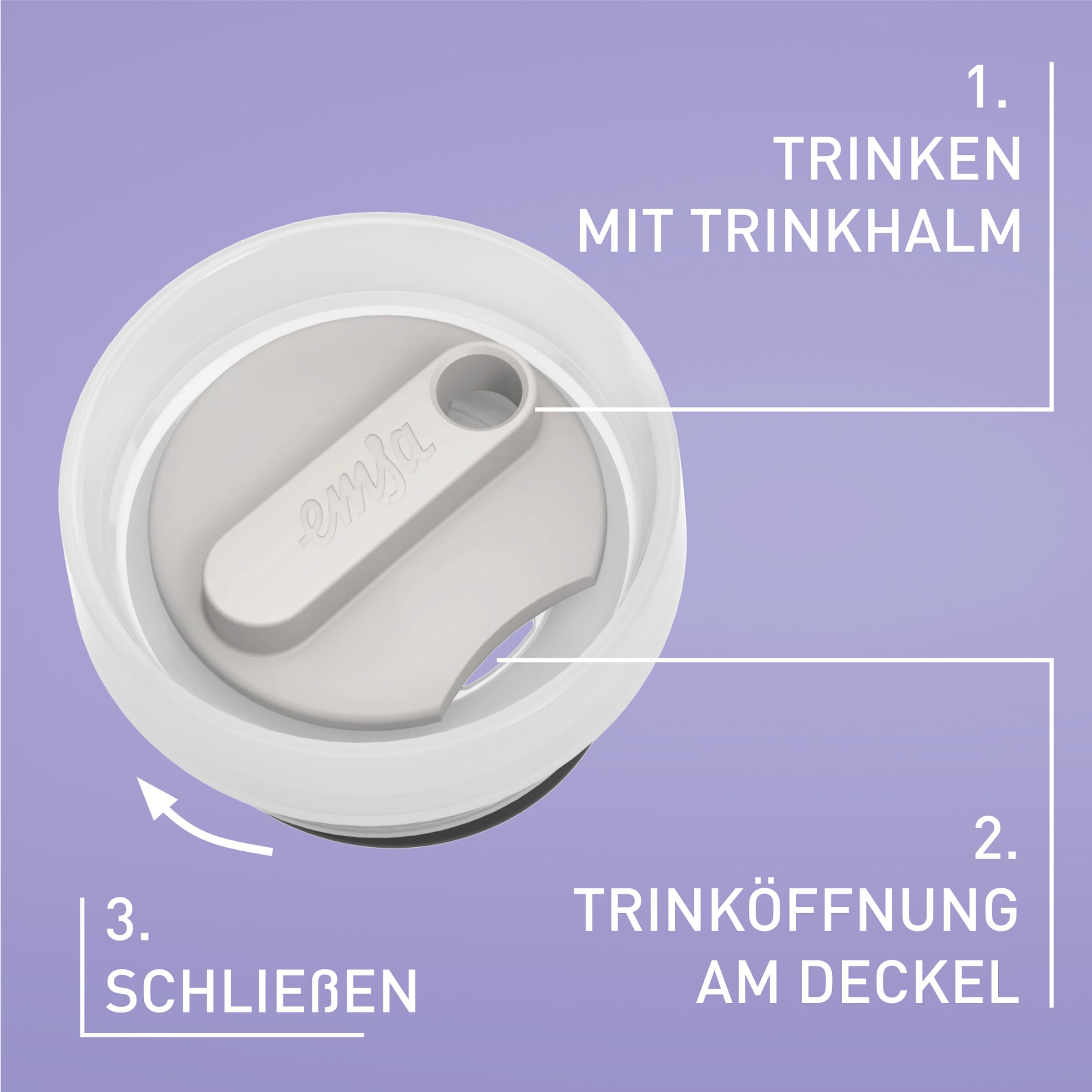 Emsa Isolierflasche »Travel Mug Cool³« 3 Deckelpositionen, für gängige Autohalterungen, inkl. Strohhalm