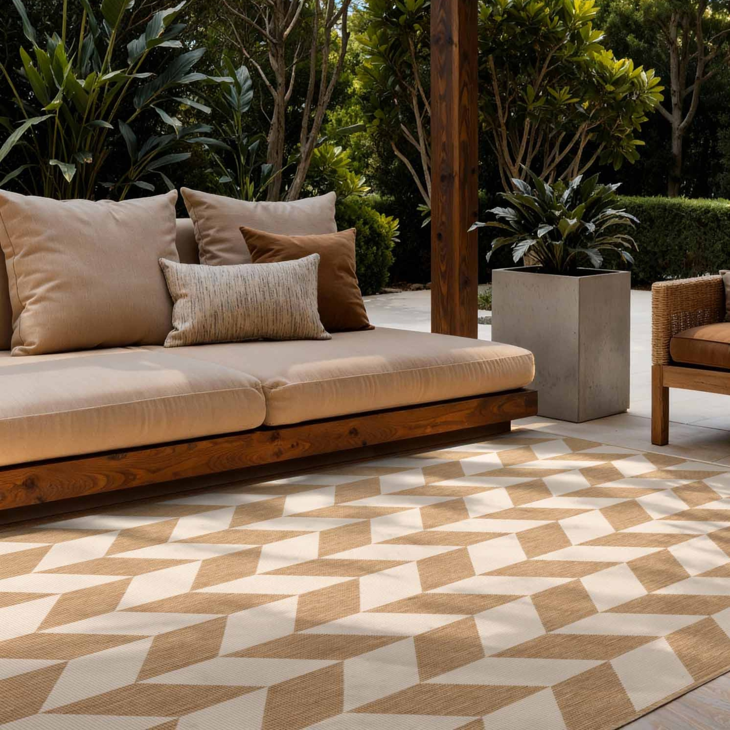 Teppich TED BAKER "Terrick, Wendeteppich", jute weiß, B:160cm H:8mm L:230cm, Polypropylen, Teppiche, Teppich, Designteppich, Wetterfest, Pflegeleicht, Modern, Wohnzimmer, Terrasse