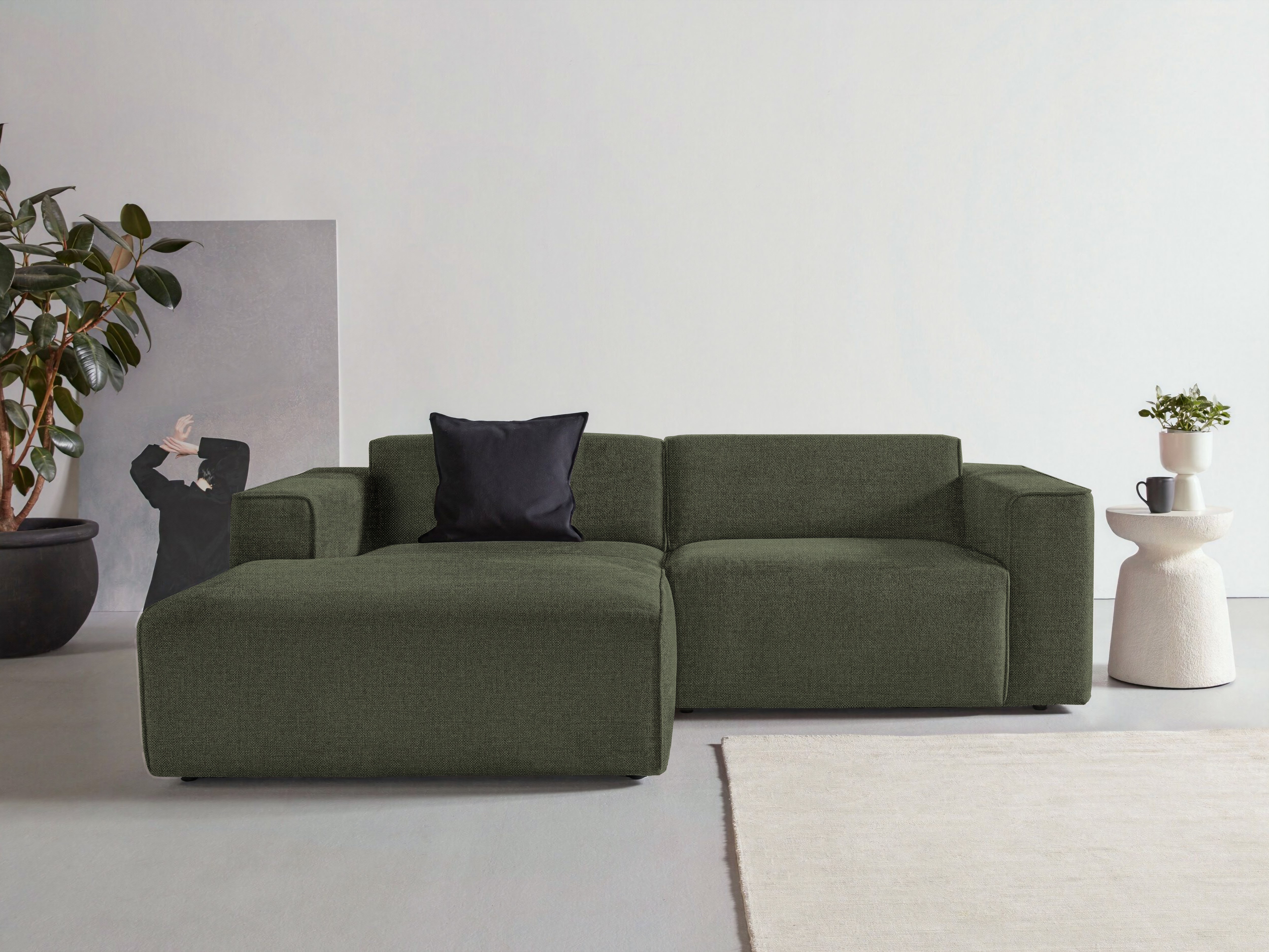 Home affaire Ecksofa "Noord mit Kedernaht, Breite 234 cm, L-Form" Cord, Struktur, Webstoff, mit Wellenunterfederung, Massivholzrahmen