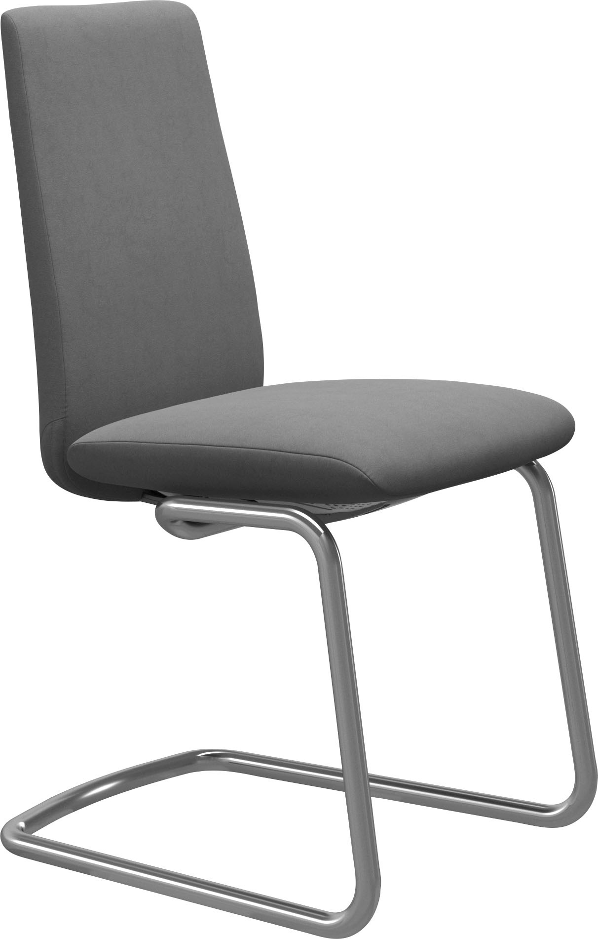 Polsterstuhl STRESSLESS "Laurel", grau (dunkelgrau dinamica, chrom glänzend), B:53cm H:92cm T:59cm, Microfaser DINAMICA (88% Polyester, 12% Polyurethan), Stühle, Polsterstuhl, Low Back, Größe M, mit Beinen aus Stahl in Chrom glänzend
