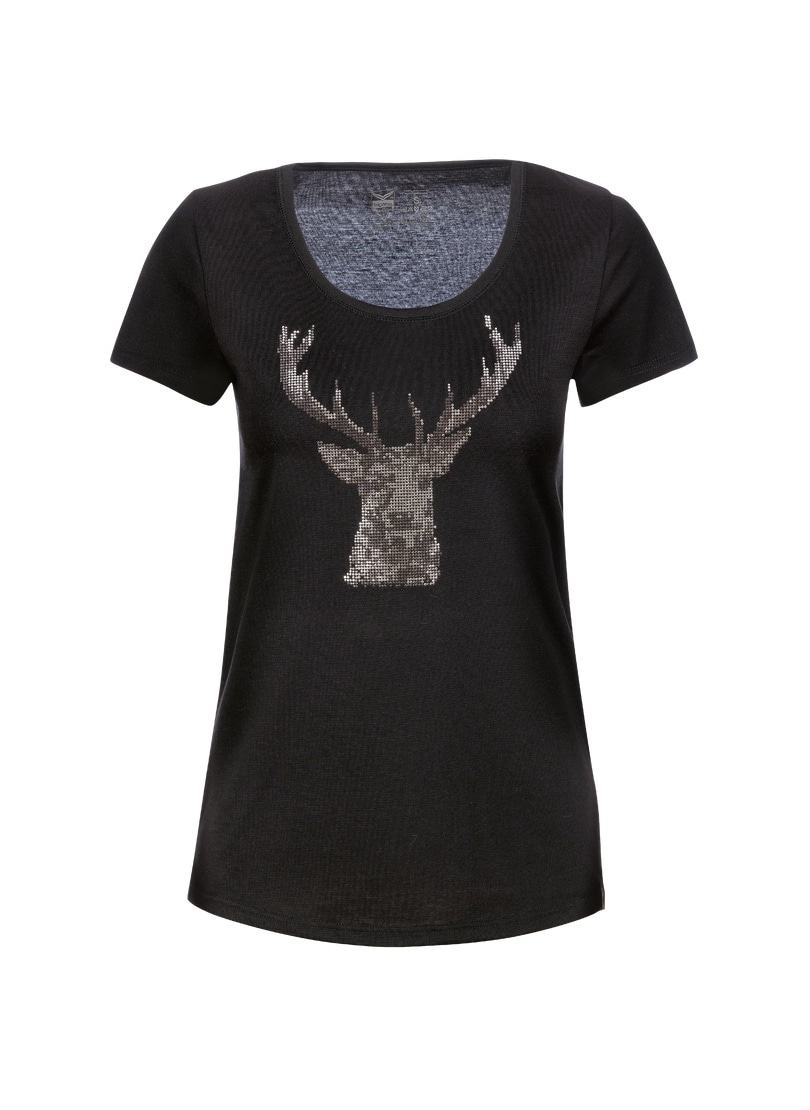 Trigema T-Shirt »TRIGEMA T-Shirt Glitzer-Hirsch«, (1 tlg.)