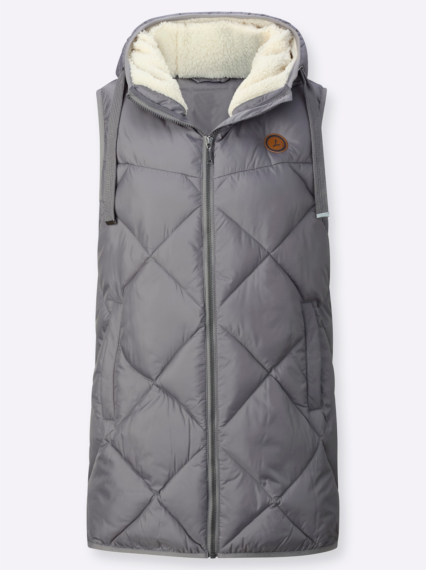 Longweste CASUAL LOOKS, Damen, Gr. 46, grau, 100% Polyester, Kapuzenfutter:100% Polyester, Wattierung:100% Polyester, unifarben, Westen Longweste 2