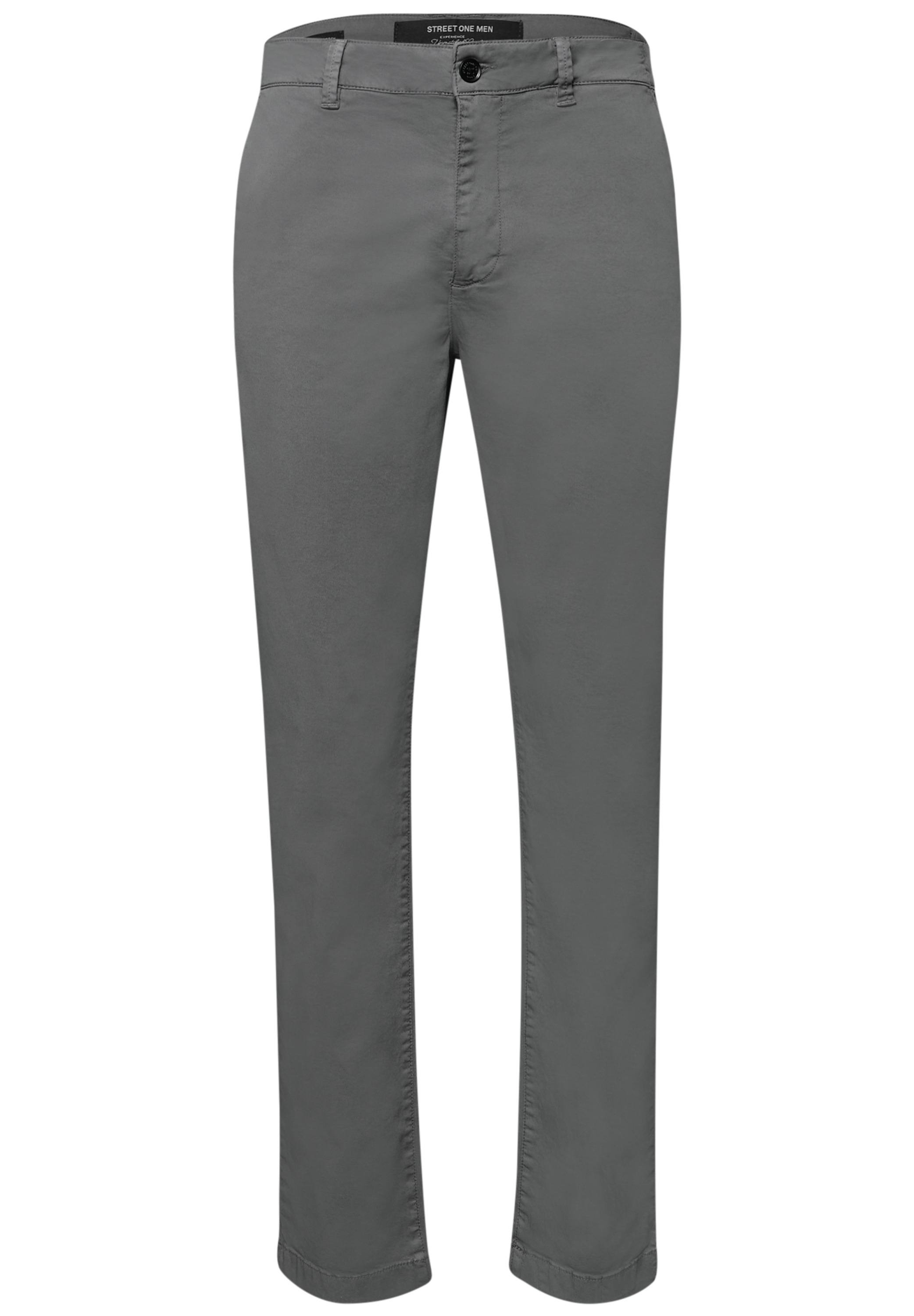 Chinohose STREET ONE MEN, Herren, Gr. 33, Länge 30, steel grau, Web, 98% Baumwolle, 2% Elasthan, unifarben, regular fit knöchellang, Hosen Chinohose, Middle Waist 3