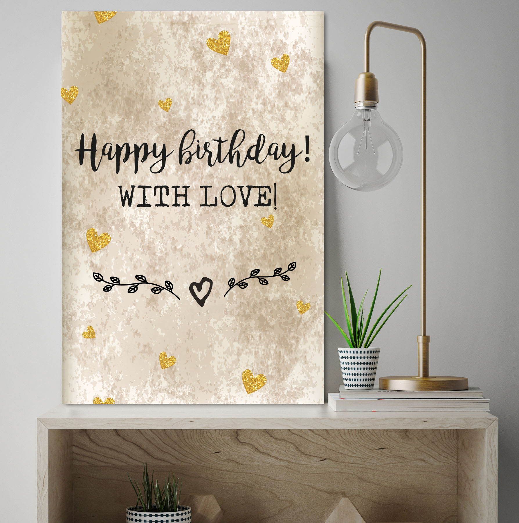 queence Metallbild "Birthday with Love" Herzen Schriftzug Schriftzüge 1 Stk. tlg. Stahlschilder