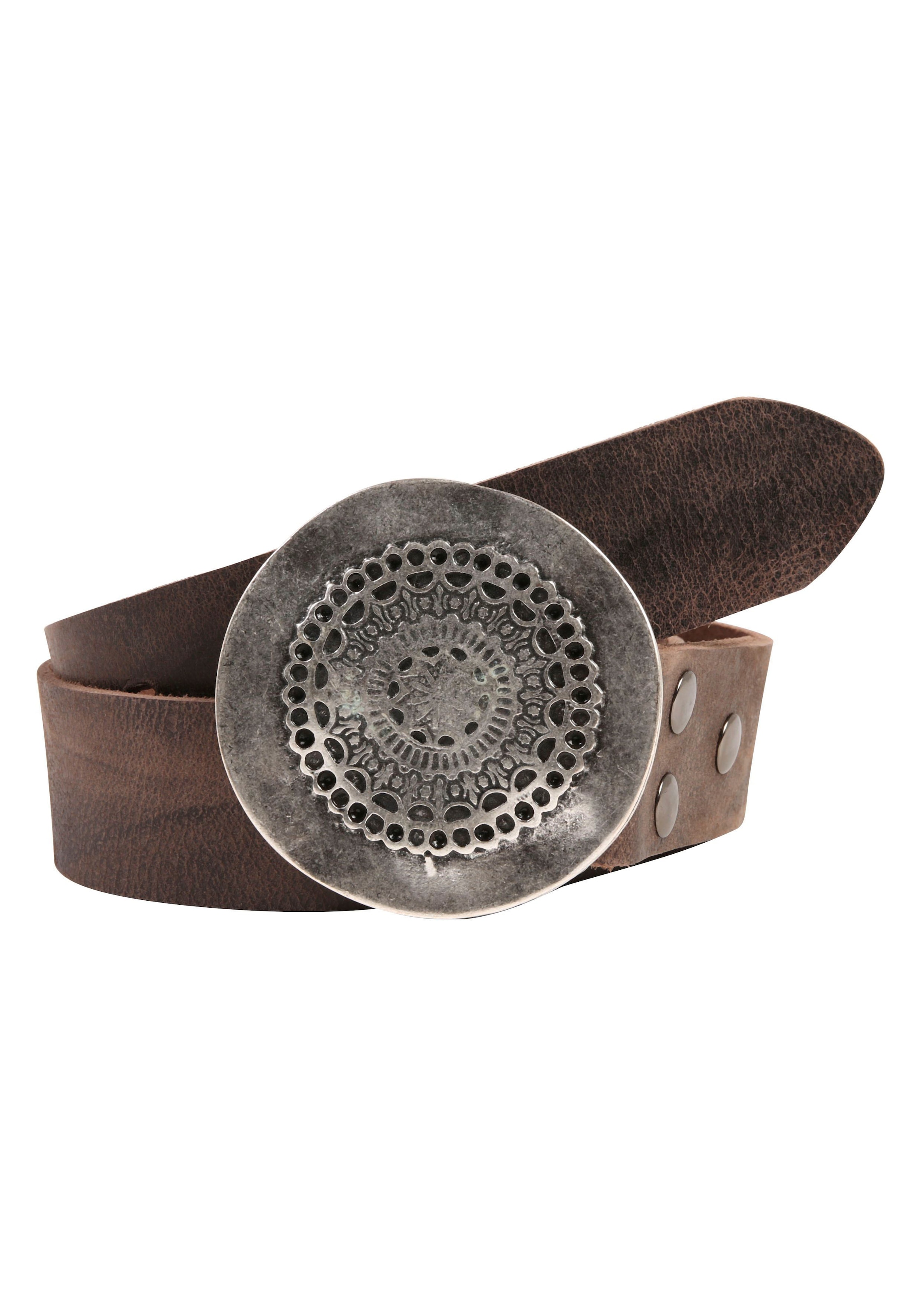 Damen Ledergürtel, braun, Gr. 80, RETTUNGSRING GÜRTEL, unifarben, Rindsleder, Gürtel