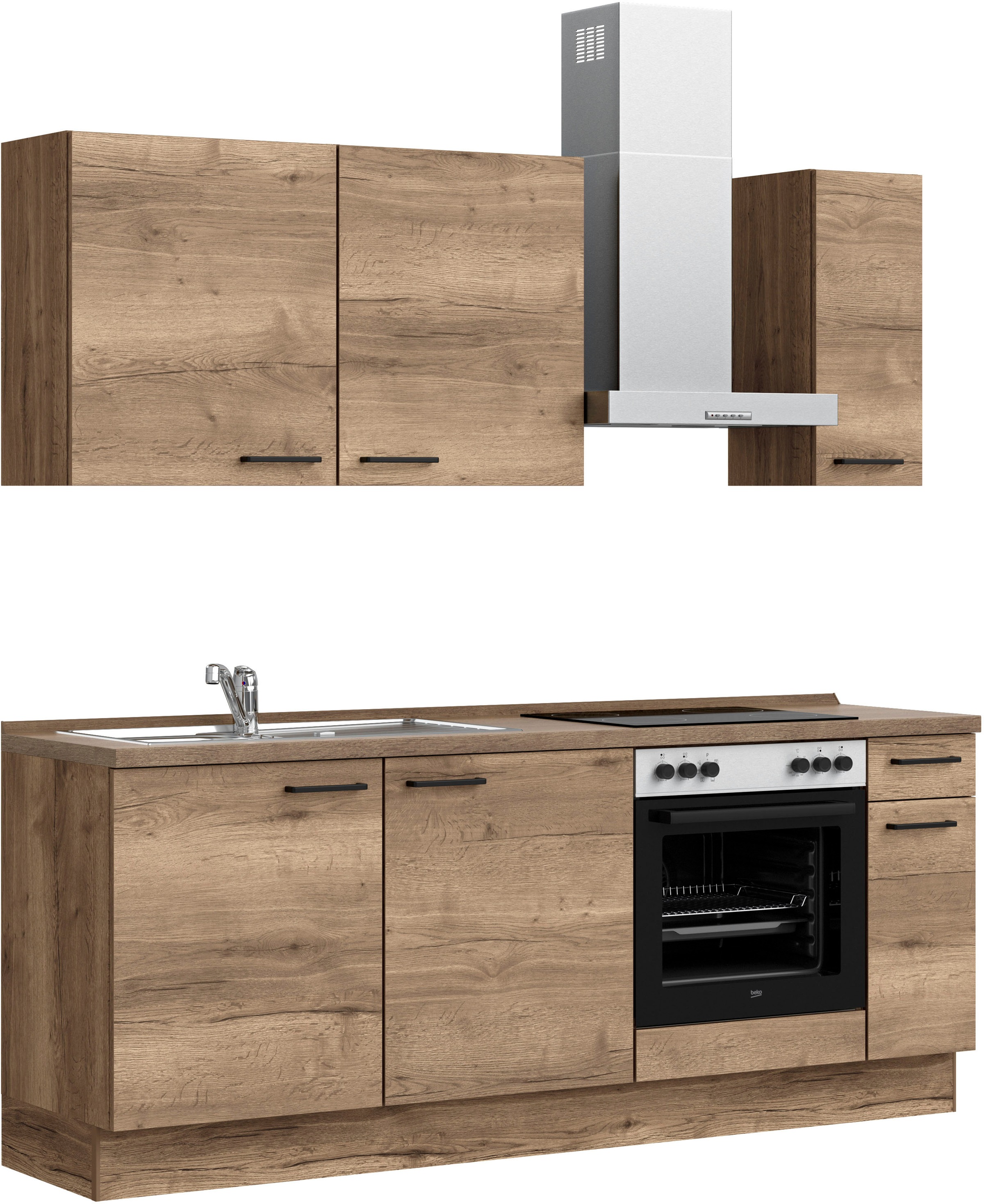nobilia® Küchenzeile »"Structura I"«, vormontiert, Ausrichtung wählbar, Breite 210 cm, wahlw. mit E-Geräten
