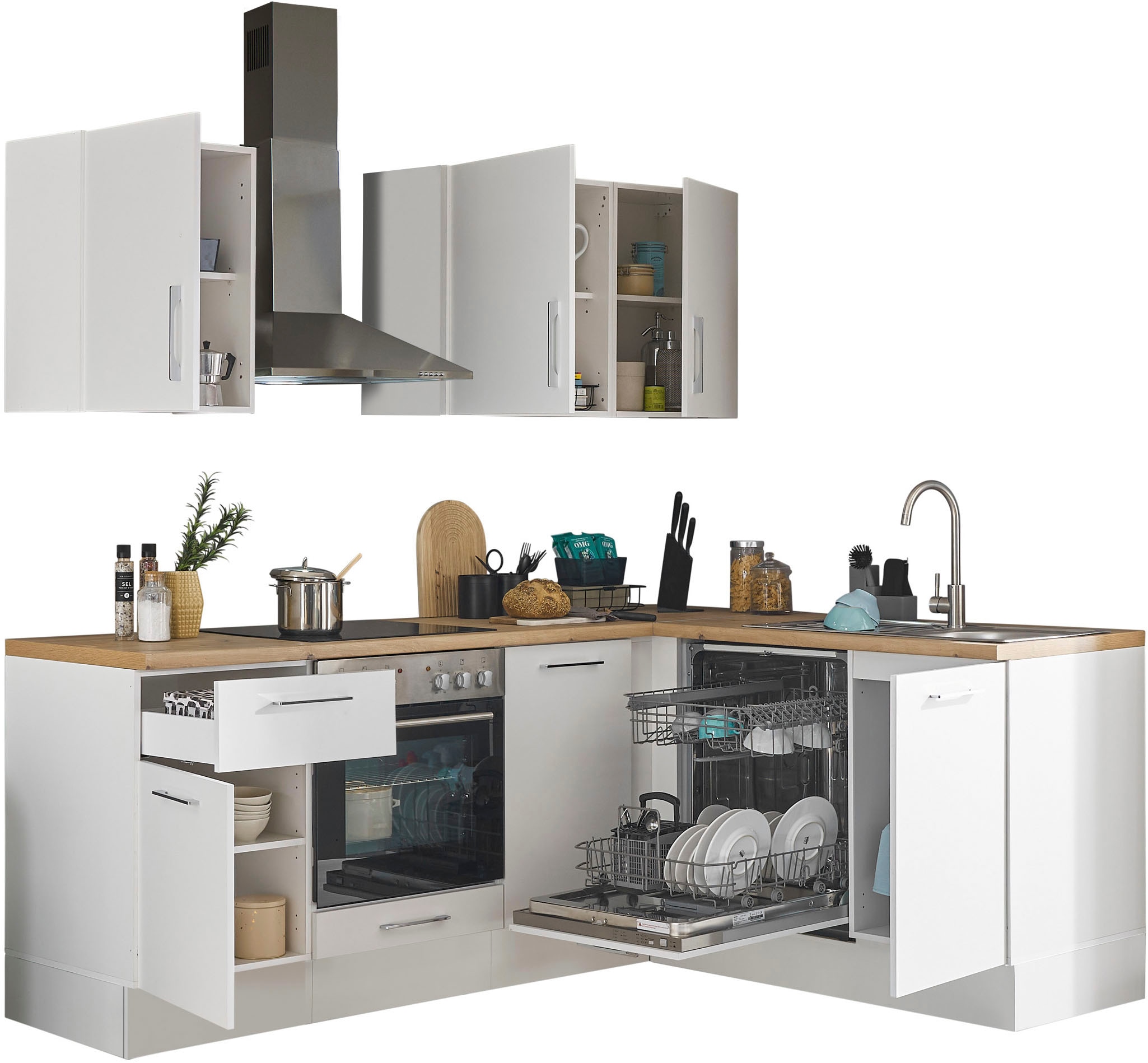 BASIC by Balculina Winkelküche »Turin«, Stellmaße 220x175 cm, wahlweise mit E-Geräten