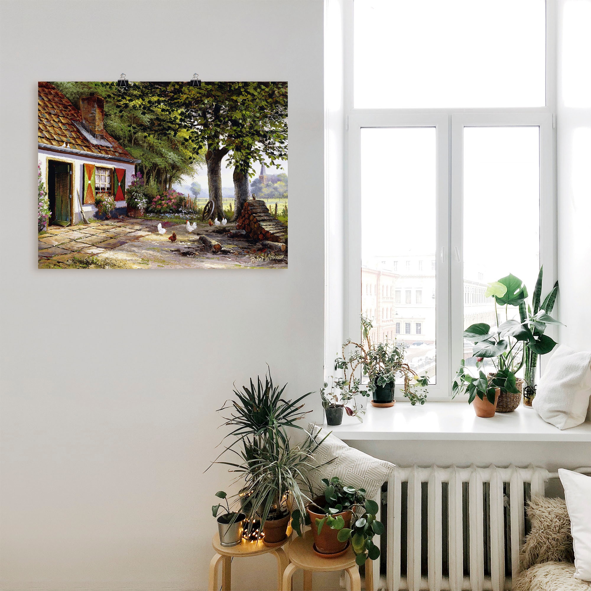 Artland Wandbild "Hühner auf dem Hof", Garten, (1 St.), als Leinwandbild, P günstig online kaufen