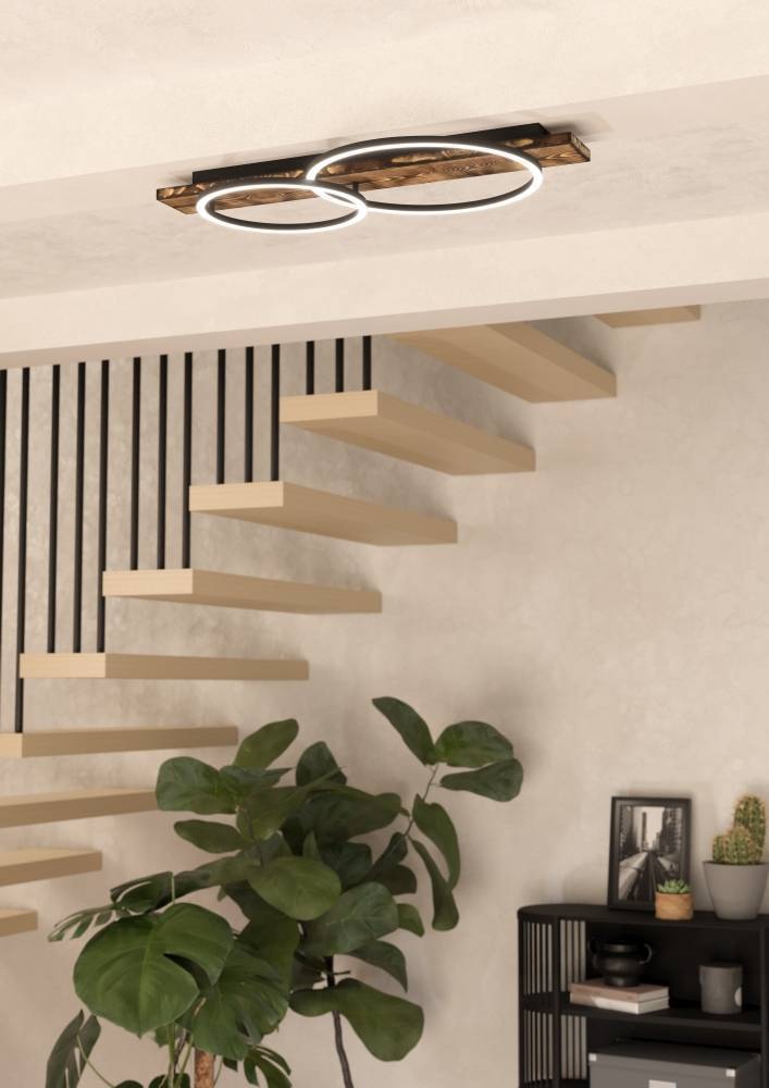 EGLO Deckenleuchte »BOYAL«, 2 flammig, Leuchtmittel LED-Modul | LED fest integriert, Deckenlampe, Küchenlampe, Flurlampe in Schwarz, Braun, Weiß, L 78 cm