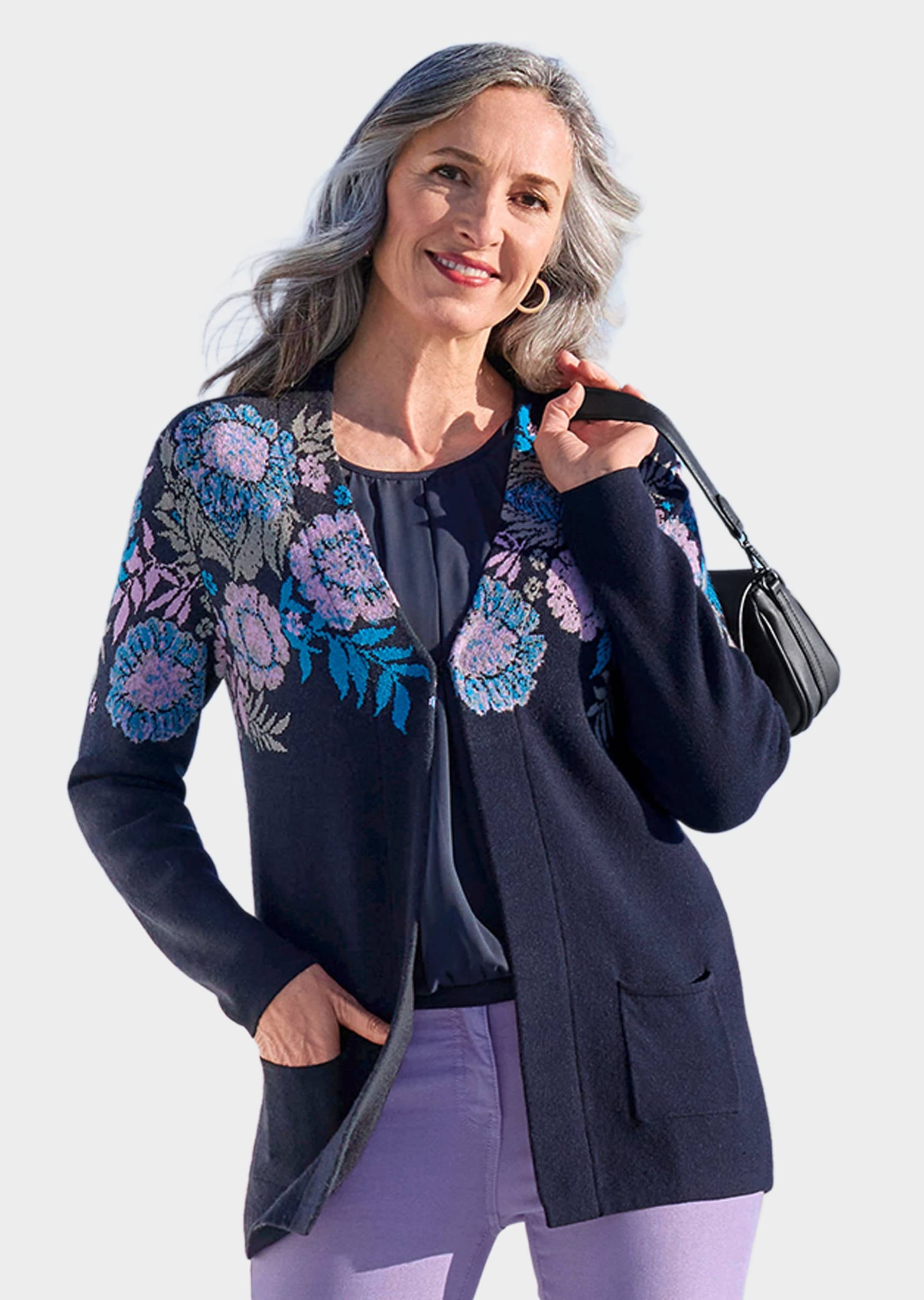 GOLDNER Strickpullover »Strickjacke Strickjacke mit V-Ausschnitt«