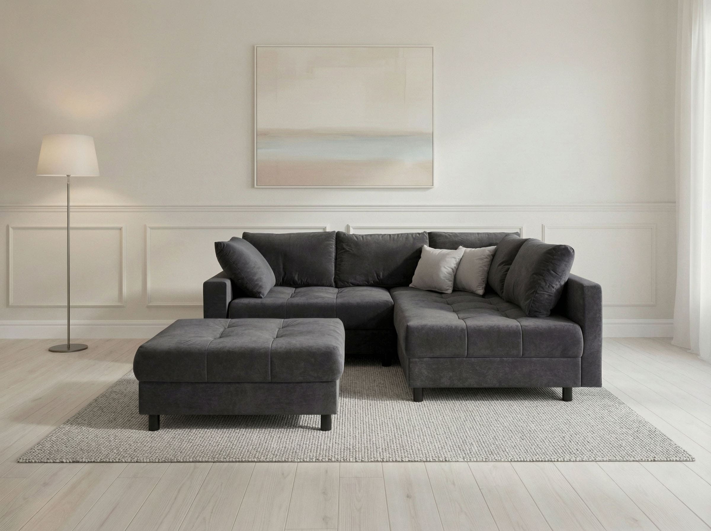 OTTO home Ecksofa "Antonia L-Form, B: 215 cm" Ecksofa, Rückenkissen, ottomane beidseitig montierbar, Bonnelfederkern