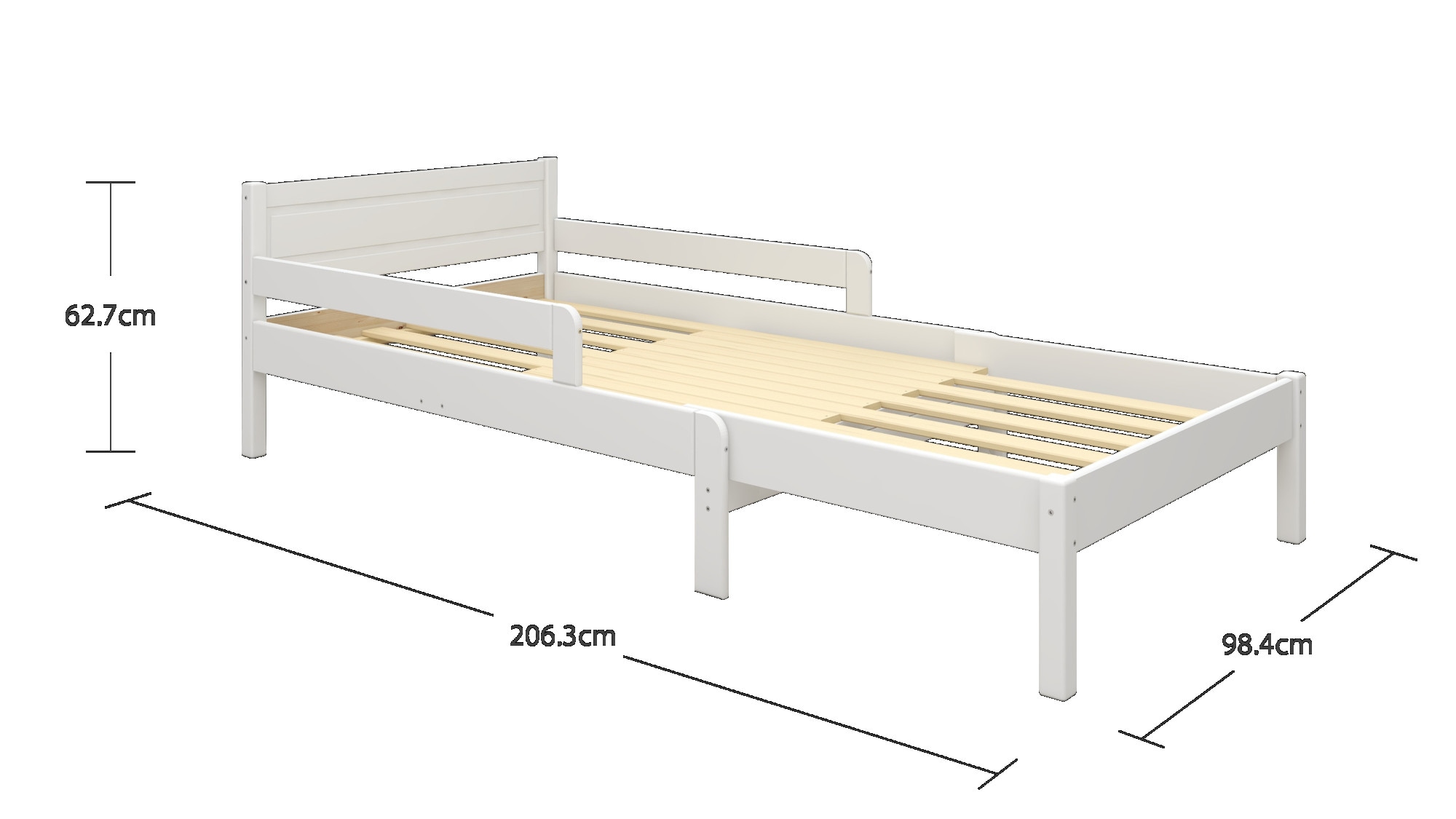 OTTO home Kinderbett »Hero, Massivholzbett, ausziehbar von 140 bis 200 cm, FSC®« 90cm Breite, 140-200cm Liegefläche,  massive Kiefer, mit Lattenrost, zeitlose Optik,  Rausfallschutz
