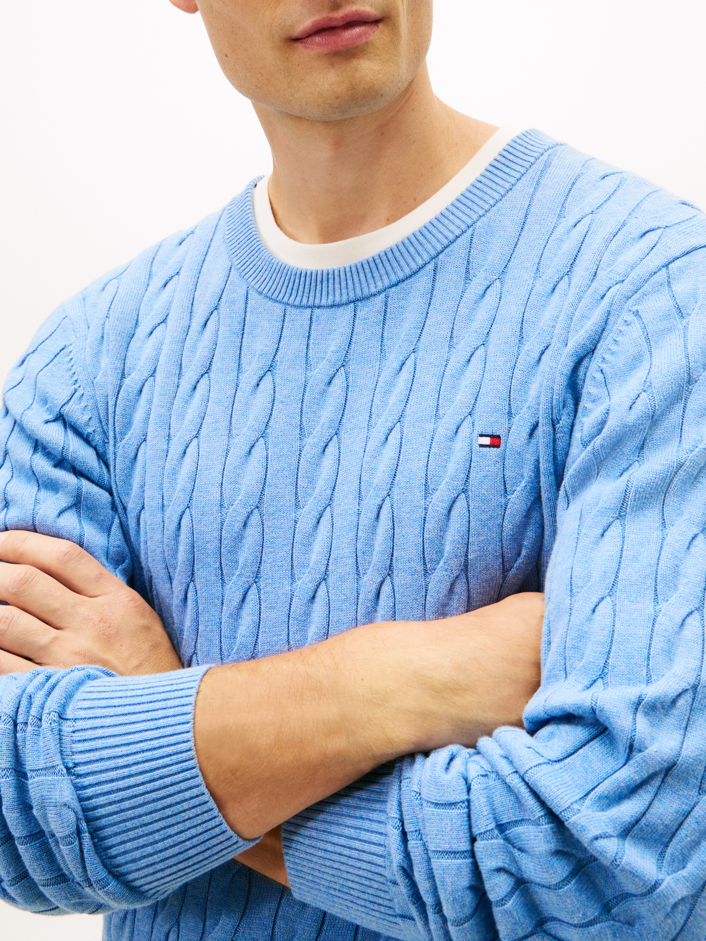 Tommy Hilfiger Strickpullover "CLASSIC CABLE CREW NECK mit Strukturstrick u günstig online kaufen