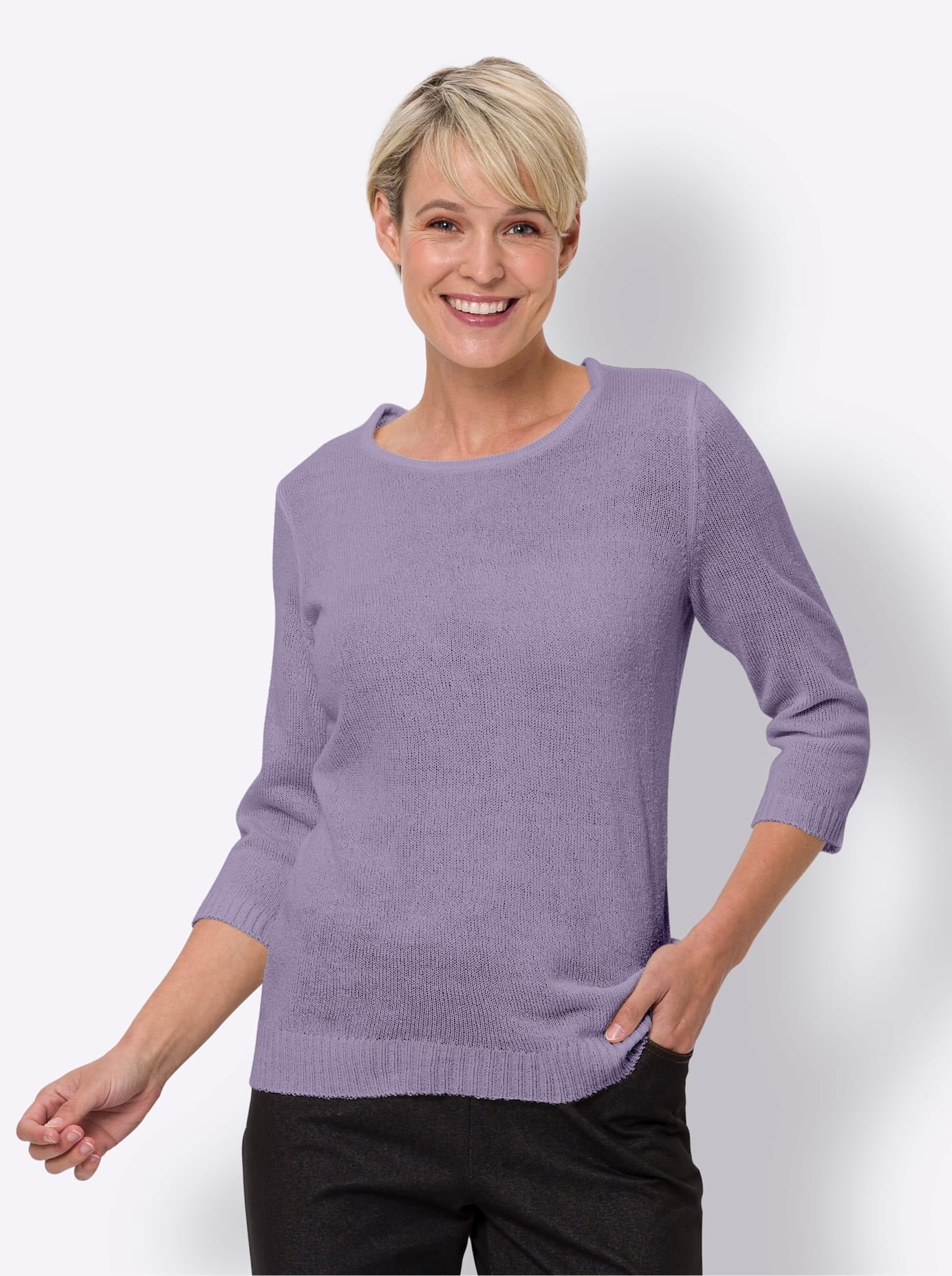 Classic Basics 3/4 Arm-Pullover "Rundhals-Pullover" günstig online kaufen