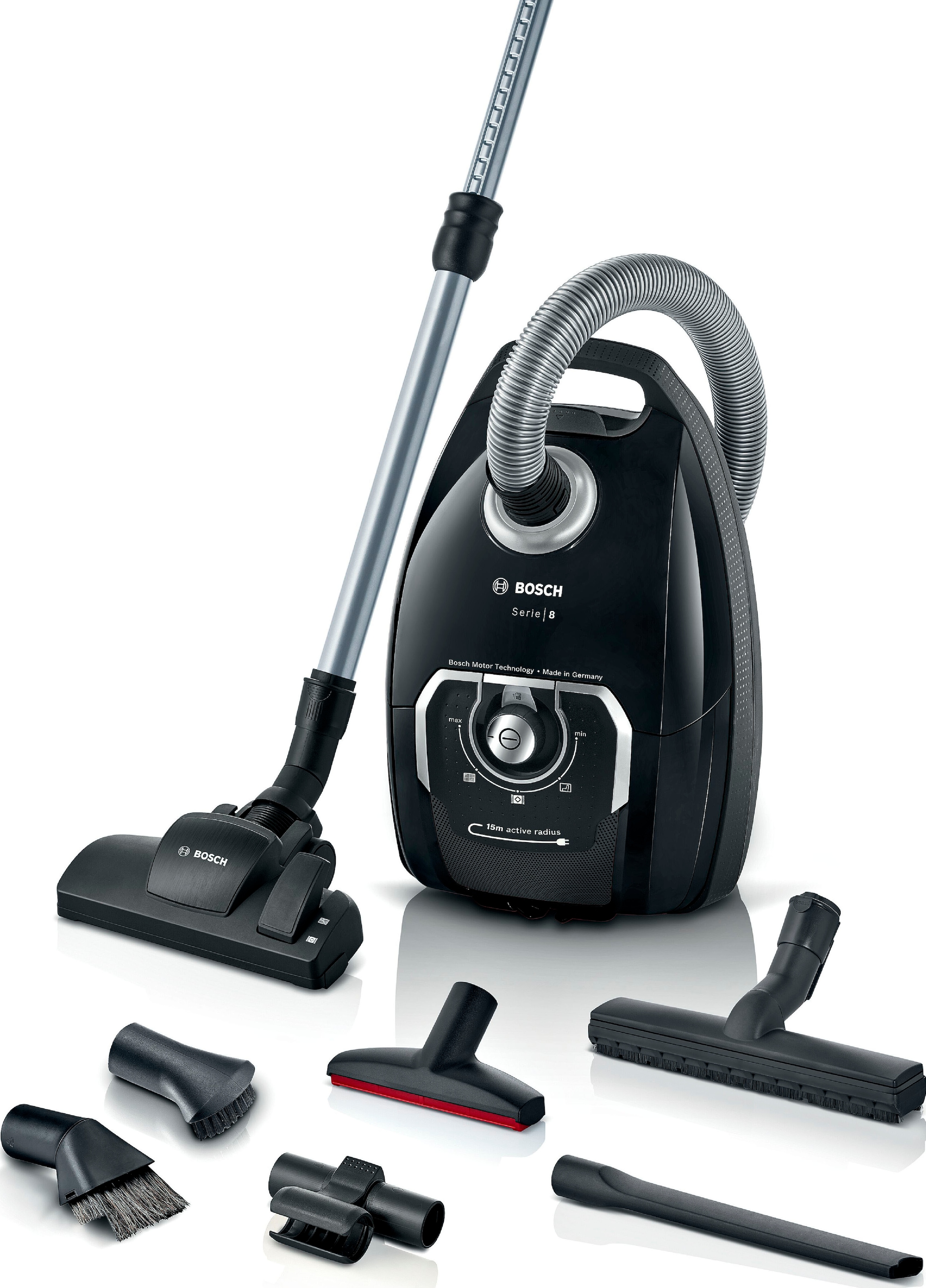 BOSCH Bodenstaubsauger "Serie 8 BGL8XALL, ideal für Allergiker, Hygiene-Filter", B:32cm H:27,5cm T:48cm, schwarz, Bodenstaubsauger, 10 Jahre