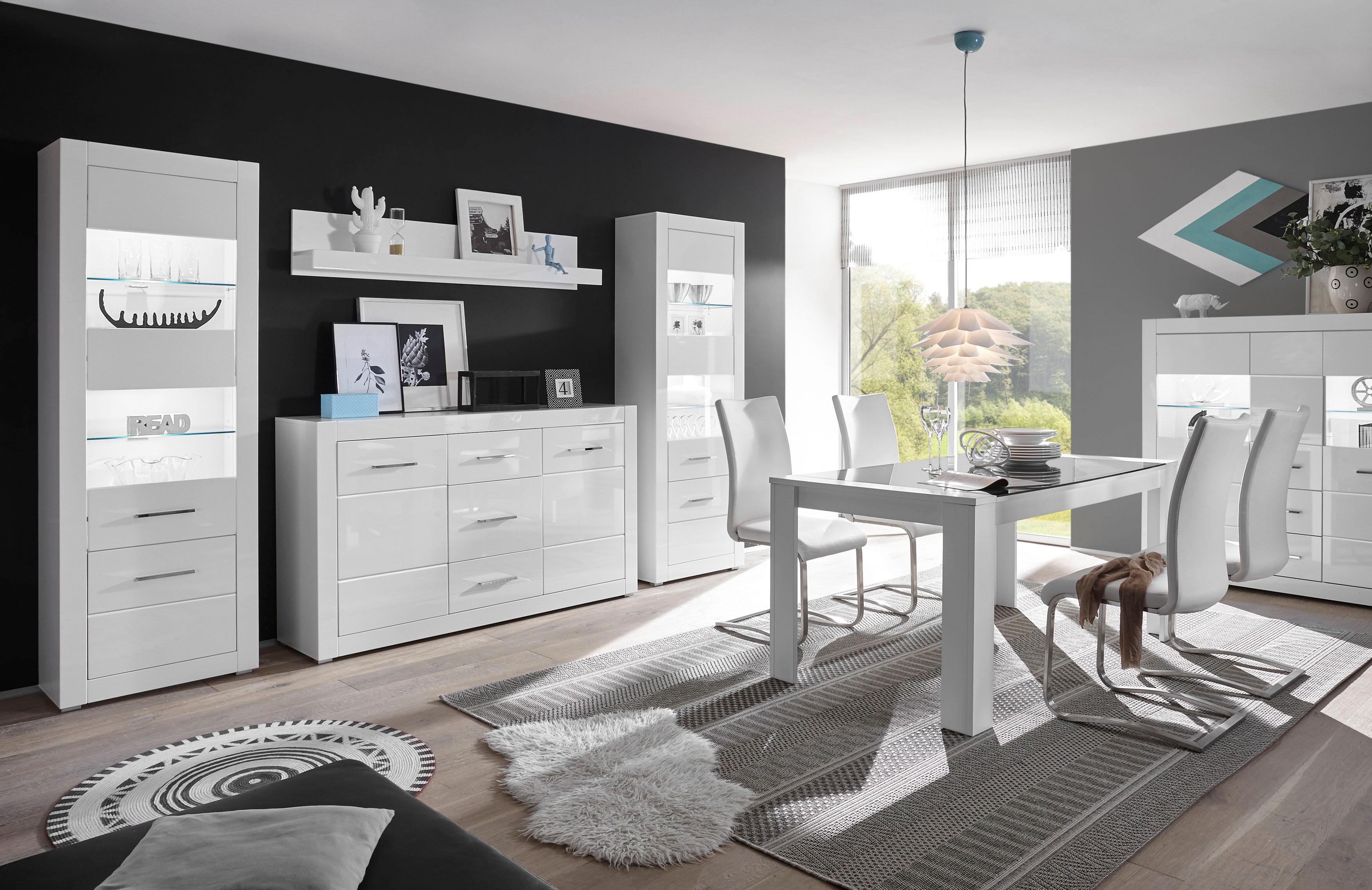 Home affaire Wohnwand "Bianco, moderne Anbauwand, Komplettset, Wohnzimmer-Set" Set, 4 Stk. tlg.