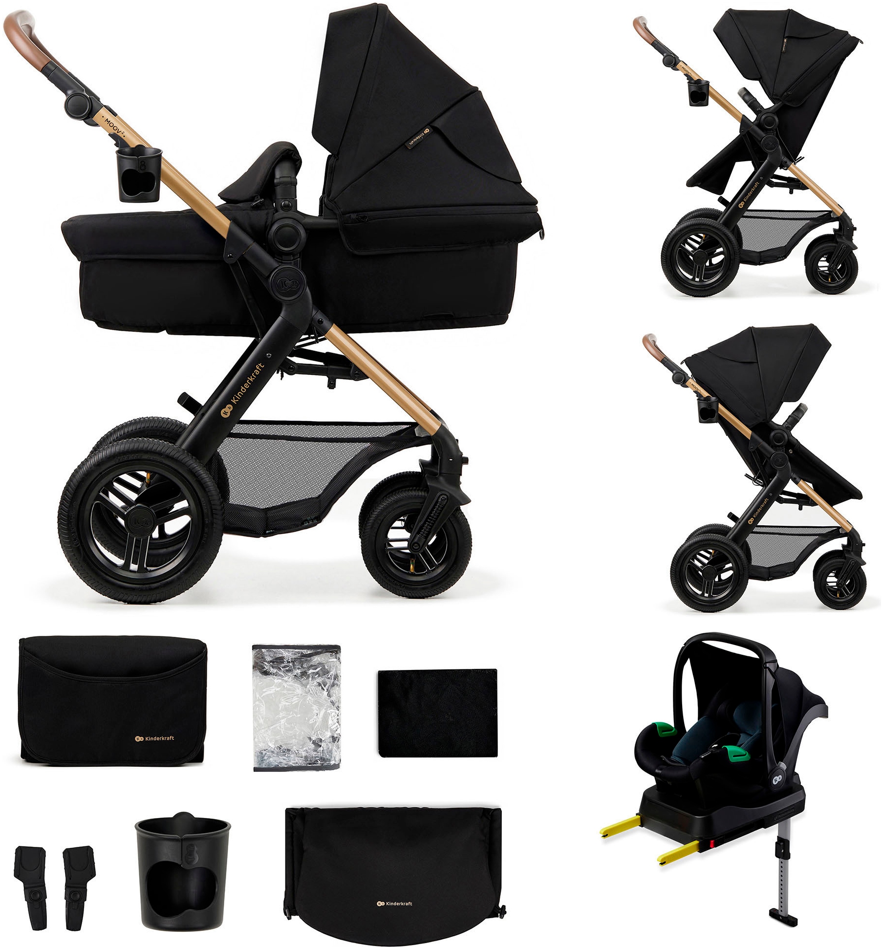 Kinderkraft Kombi-Kinderwagen "MOOV 2 4in1 AIR" 27 kg mit Luftreifen