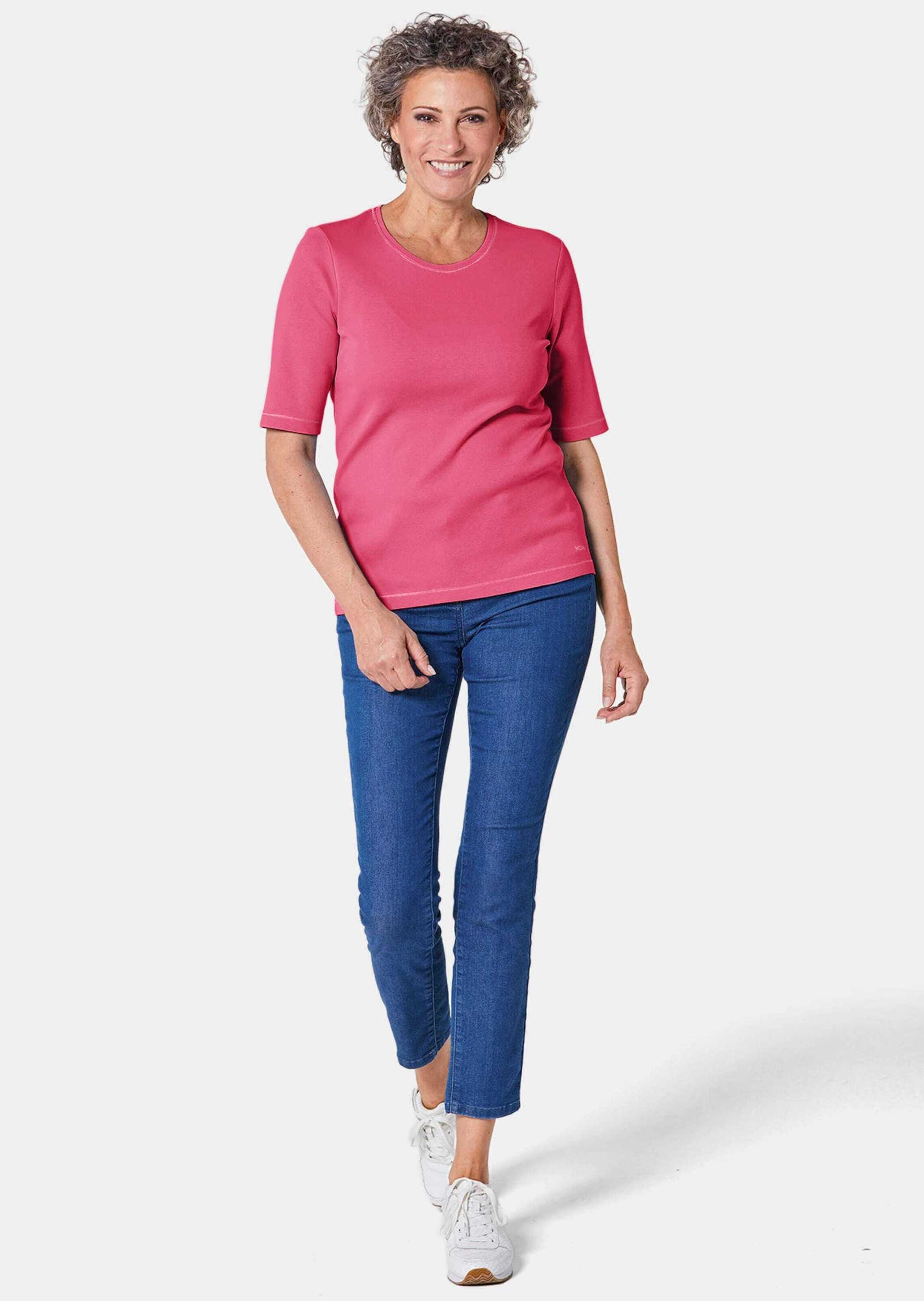 GOLDNER Kurzarmshirt »Rundhalsshirt Basic T-Shirt aus reiner Baumwolle«