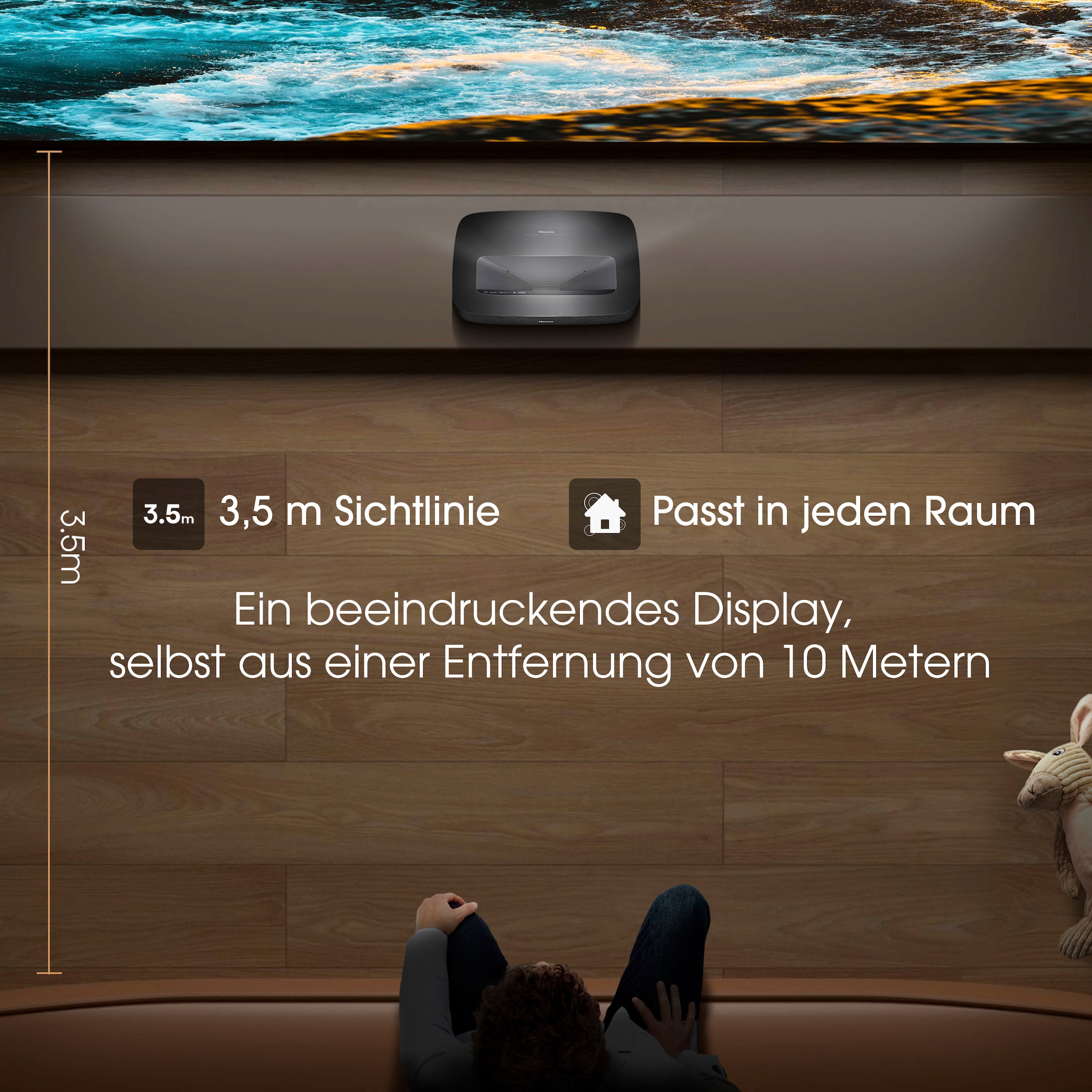Hisense DLP-Beamer »Hisense 90L5HD Daylight Screen (90 Zoll) Laser Projektor«, 4K, HDR, Game Mode, Dolby Atmos
