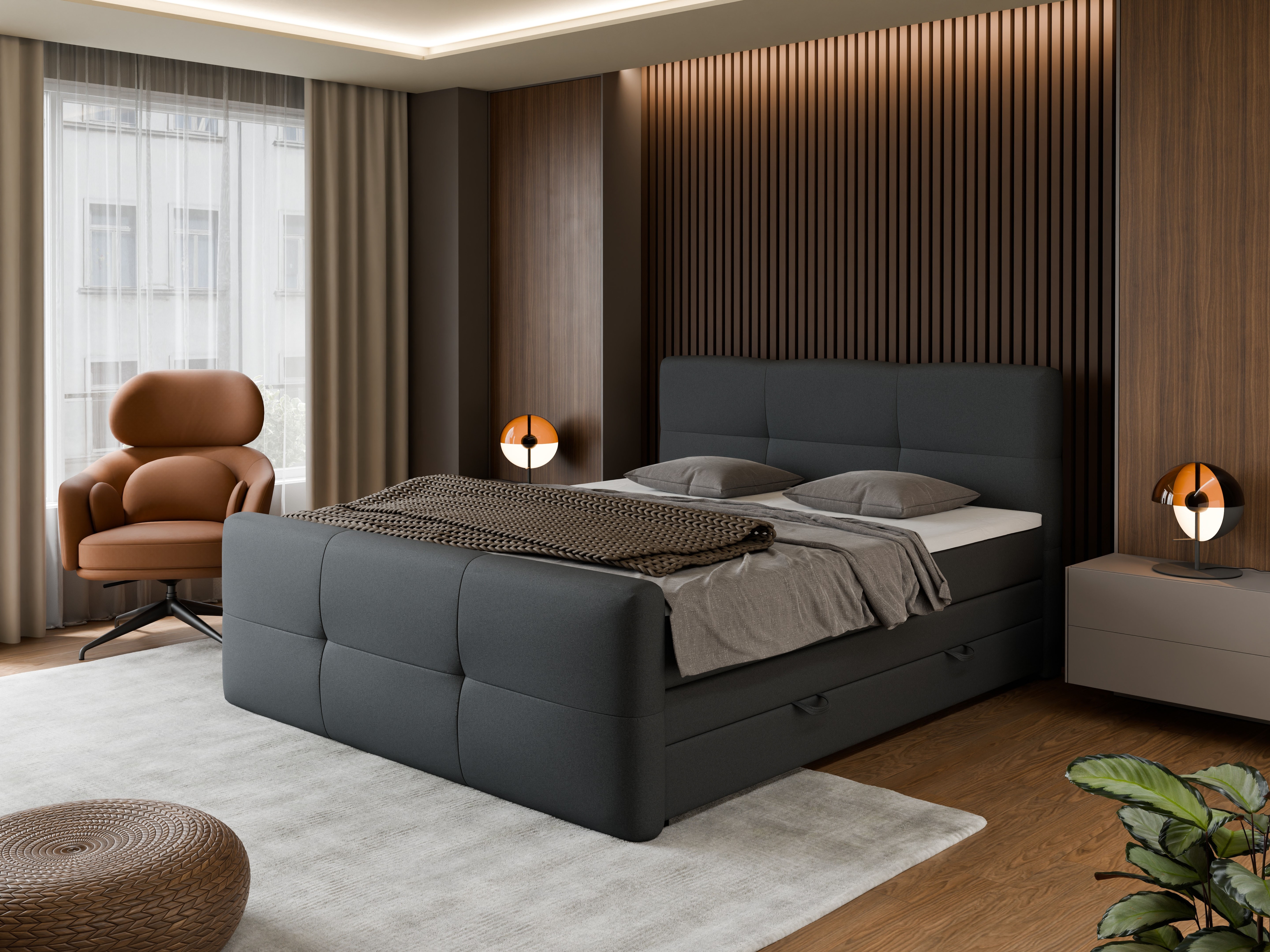 FORTE Boxspringbett "STAR erhältlich in den Breiten 140cm, 160cm & 180cm, inkl. Bettkasten" inkl. Fußteil, erhältlich in verschiedenen Farben