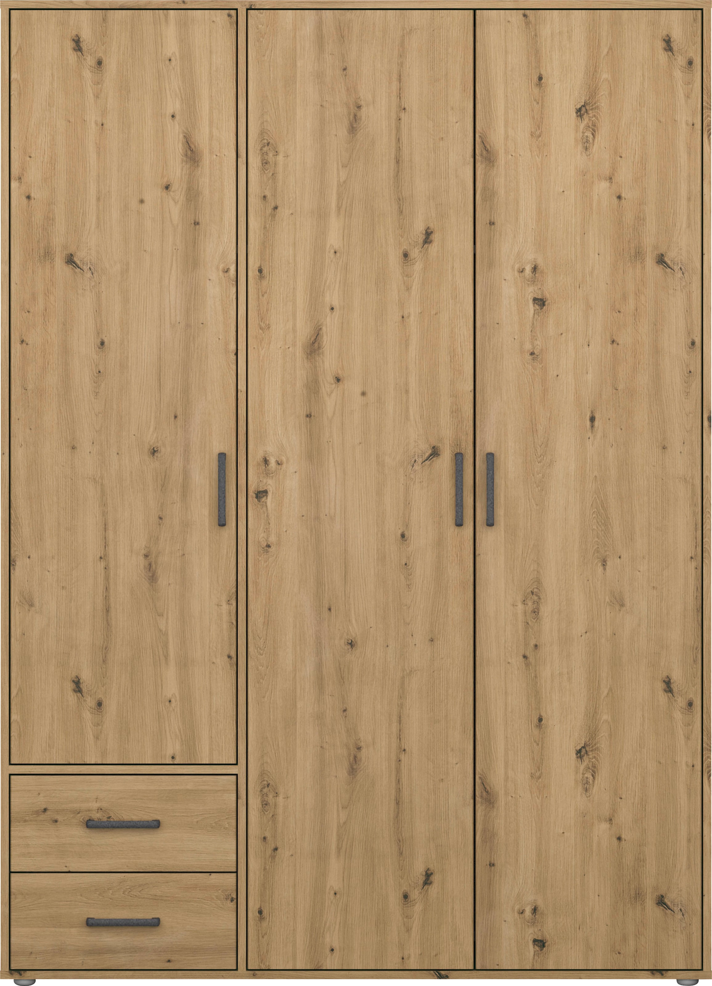 rauch Drehtürenschrank »Kleiderschrank Schrank Garderobe Wäscheschrank VOYAGER«, (in 3 verschiedenen Ausstattungen BASIC/CLASSIC/PREMIUM), moderne Griffe in Graumetallic mit Außenschubkästen MADE IN GERMANY