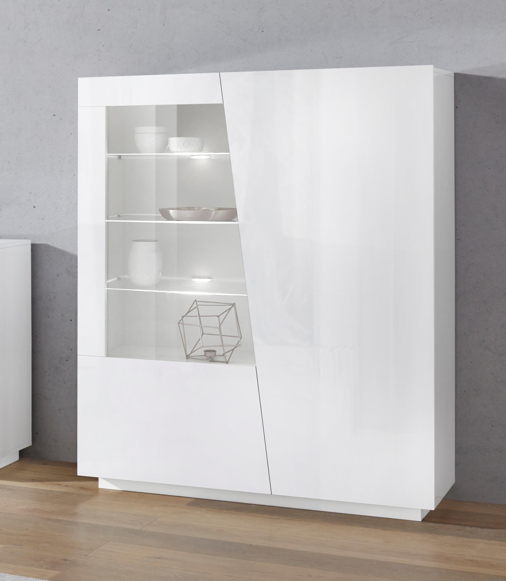 Home affaire 1100000002199 "Vega, Hochschrank, Hochkommode, Schrank" mit 2 Türen mit Glaseinsatz, Höhe 146 cm