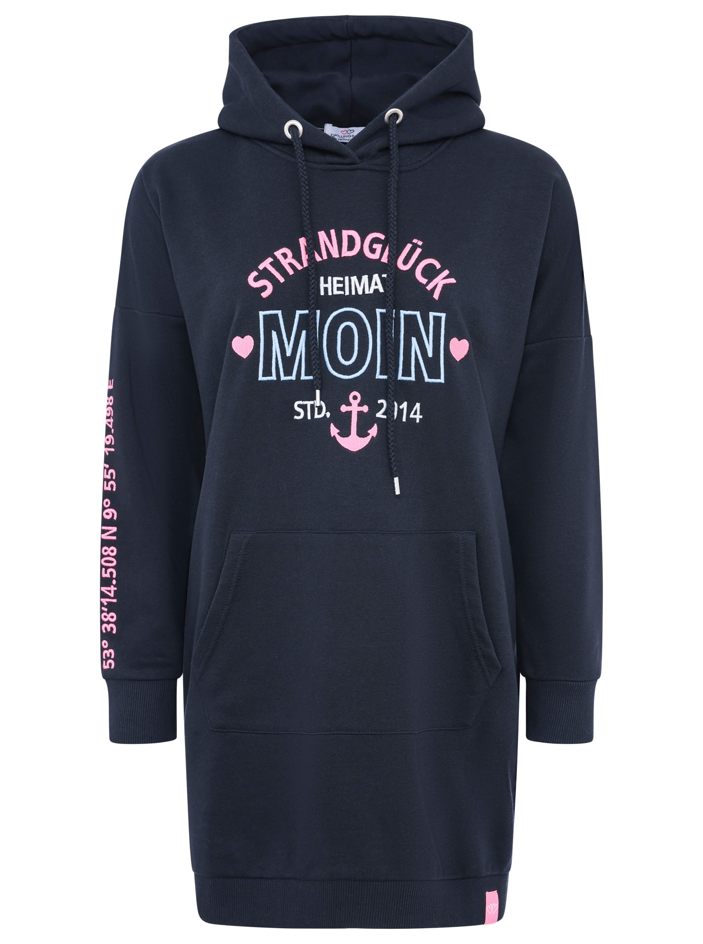 Zwillingsherz Sweatkleid »"Strandglück"«, mit Stickerei vorne und am Arm