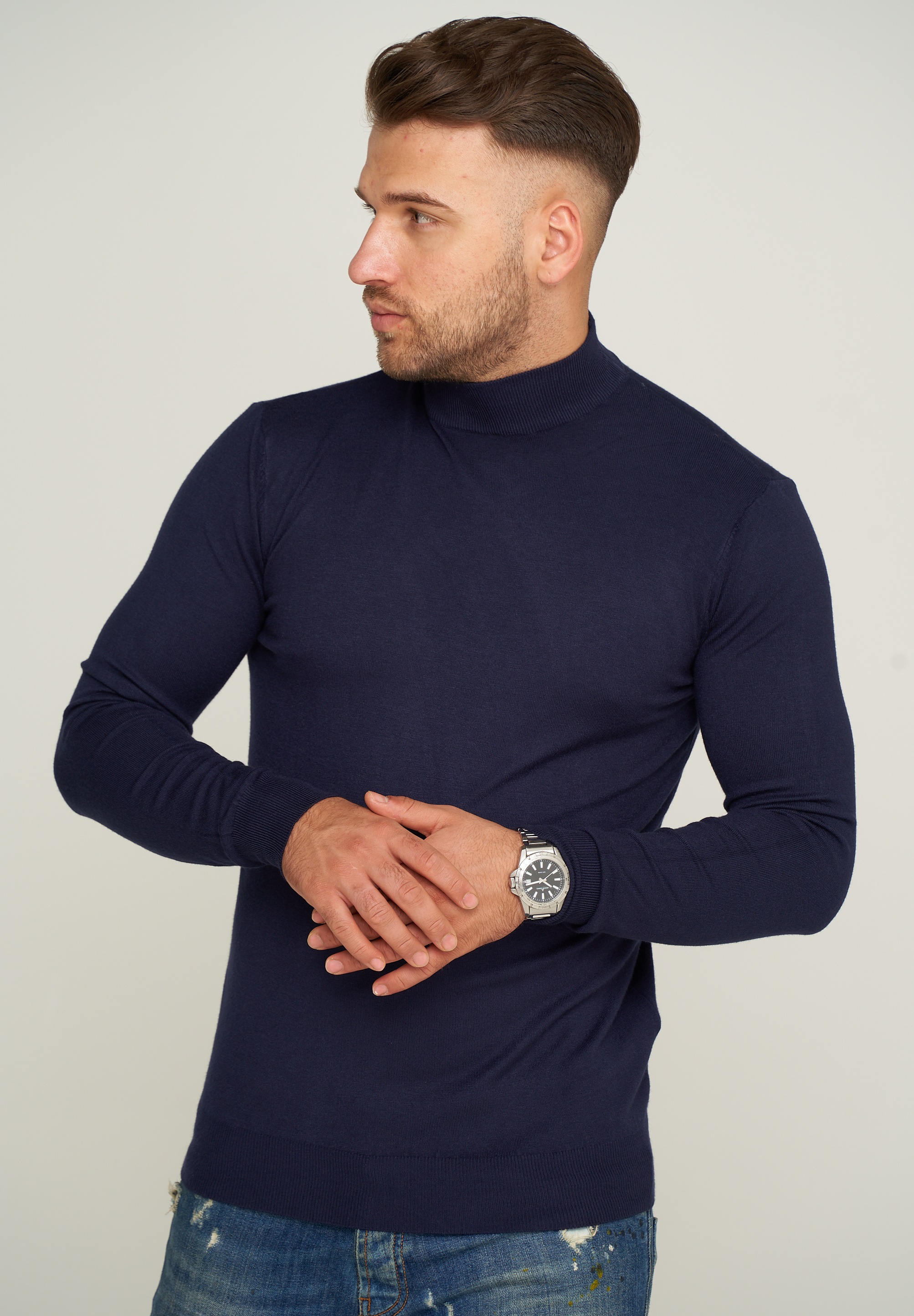 behype Strickpullover »MKBONI«, mit kurzem Stehkragen