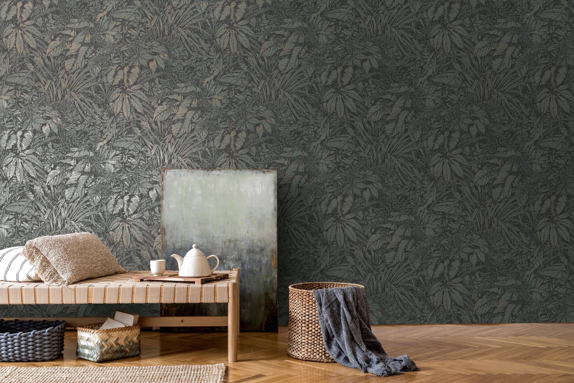 living walls Vliestapete »Smart Surfaces Natur-Tapete Mustertapete Floral Natur«, leicht glänzend, Vliestapete Dschungel für Schlafzimmer Küche Wohnzimmer Natur Design