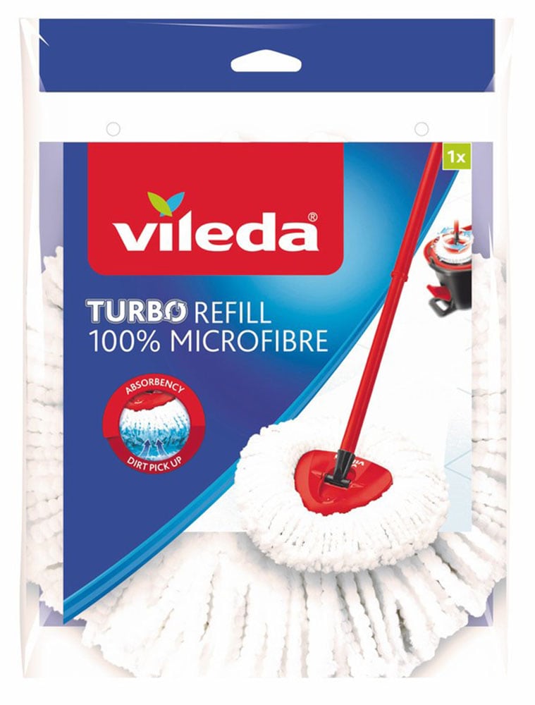 VILEDA Wischbezug "Vileda TURBO Refill 100% Microfibre Ersatzkopf", B:22cm H:30mm T:5,5cm, weiß, Putztücher, Ersatzkopf mit Dreiecksform - für alle