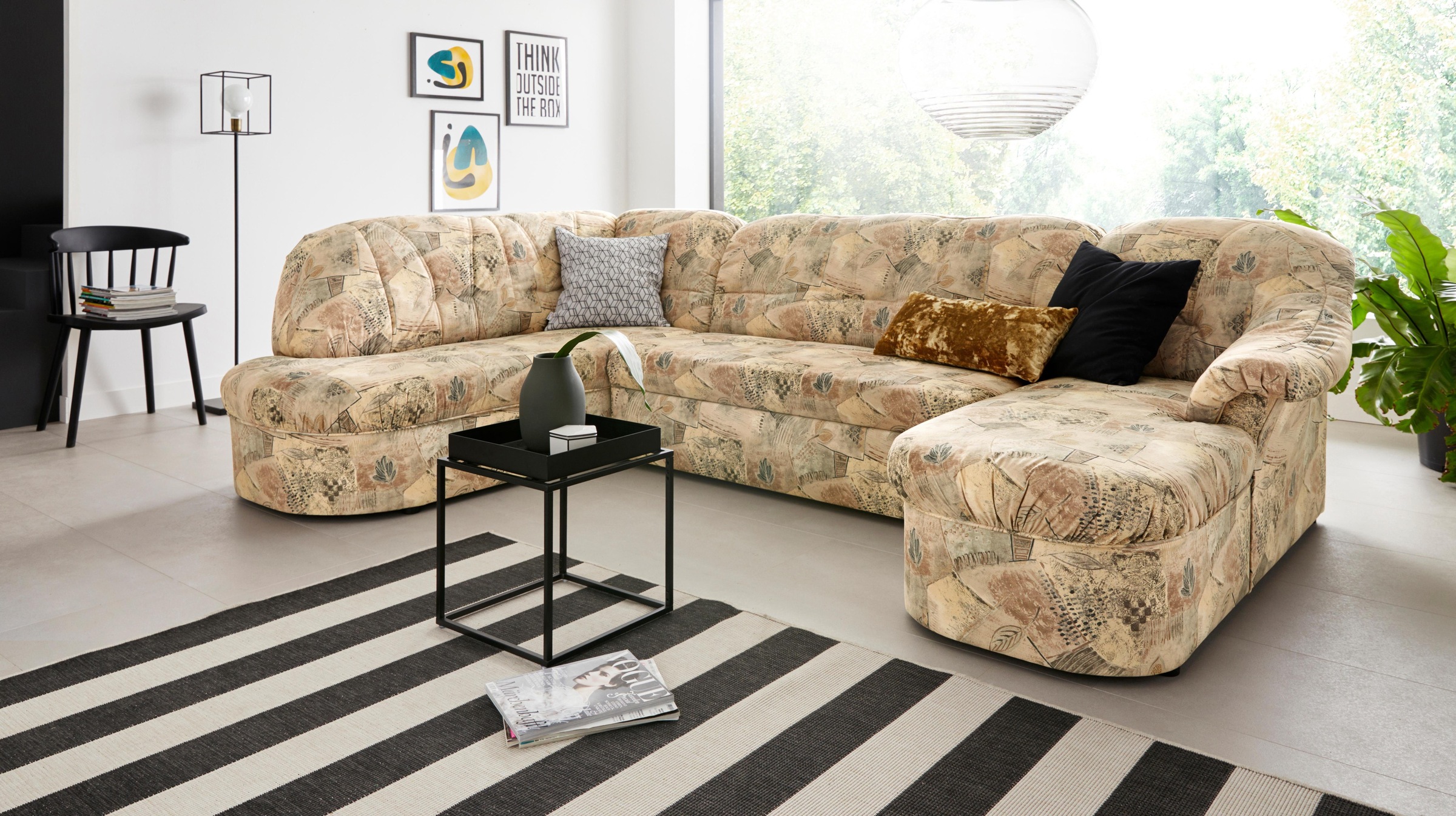 DOMO collection Wohnlandschaft »Pegnitz, zeitlos und modern, mit attraktiver Rückensteppung, U-Form«, wahlweise mit Bettfunktion