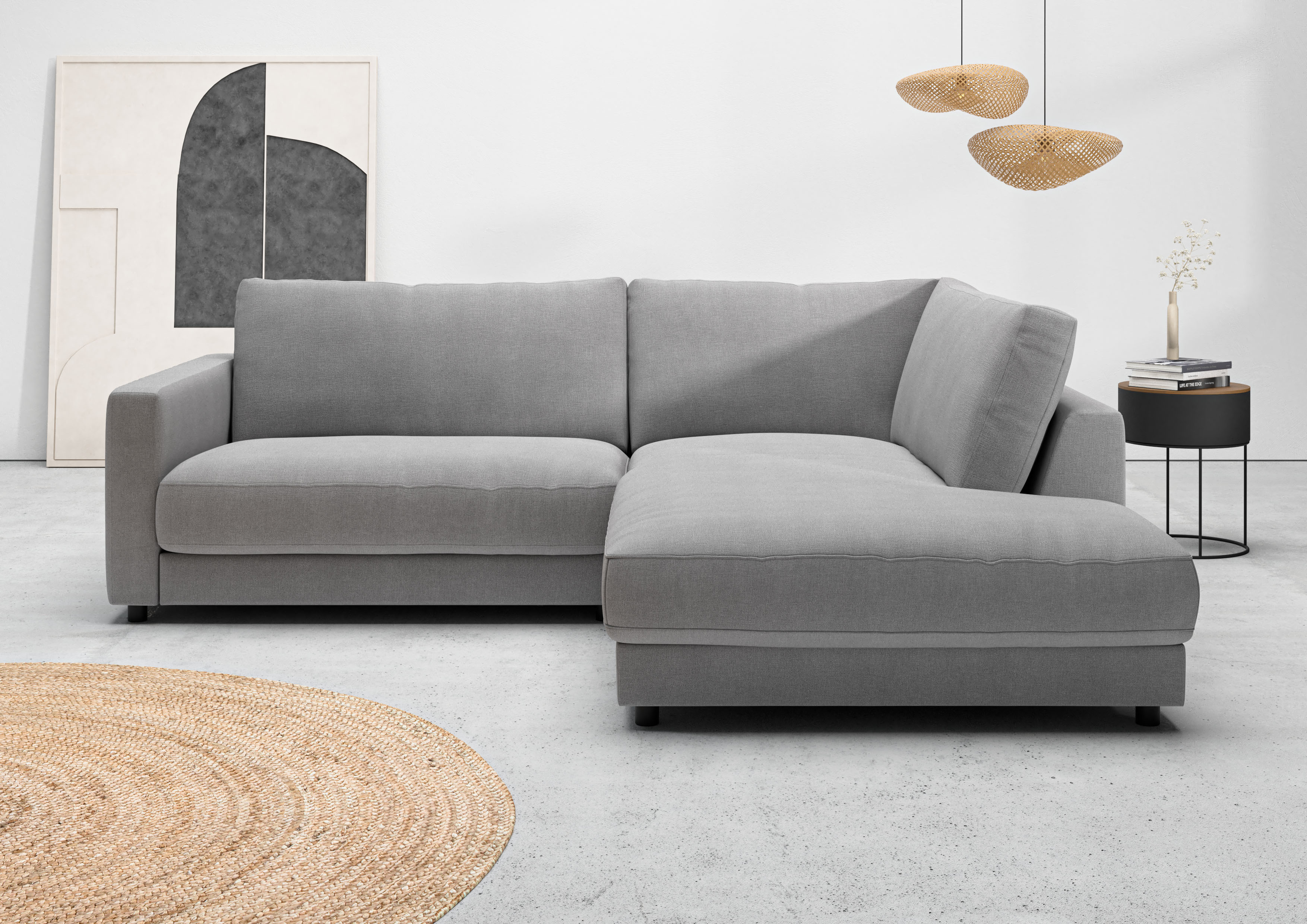 Home affaire Ecksofa "Ecksofa Jiro, L-Form, große Sitztiefe, Breite 252 cm" lose Sitz- & Rückenkissen, weicher Polsteraufbau, komfortabel & modern