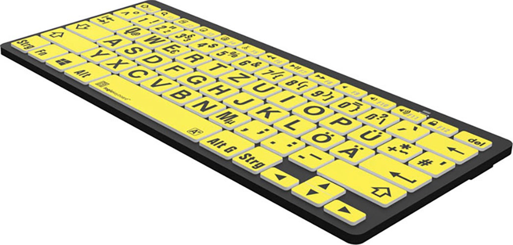 Logickeyboard Wireless-Tastatur »XL-Print Black on Yellow DE (PC/BT)«, (Ziffernblock-Fn-Tasten)