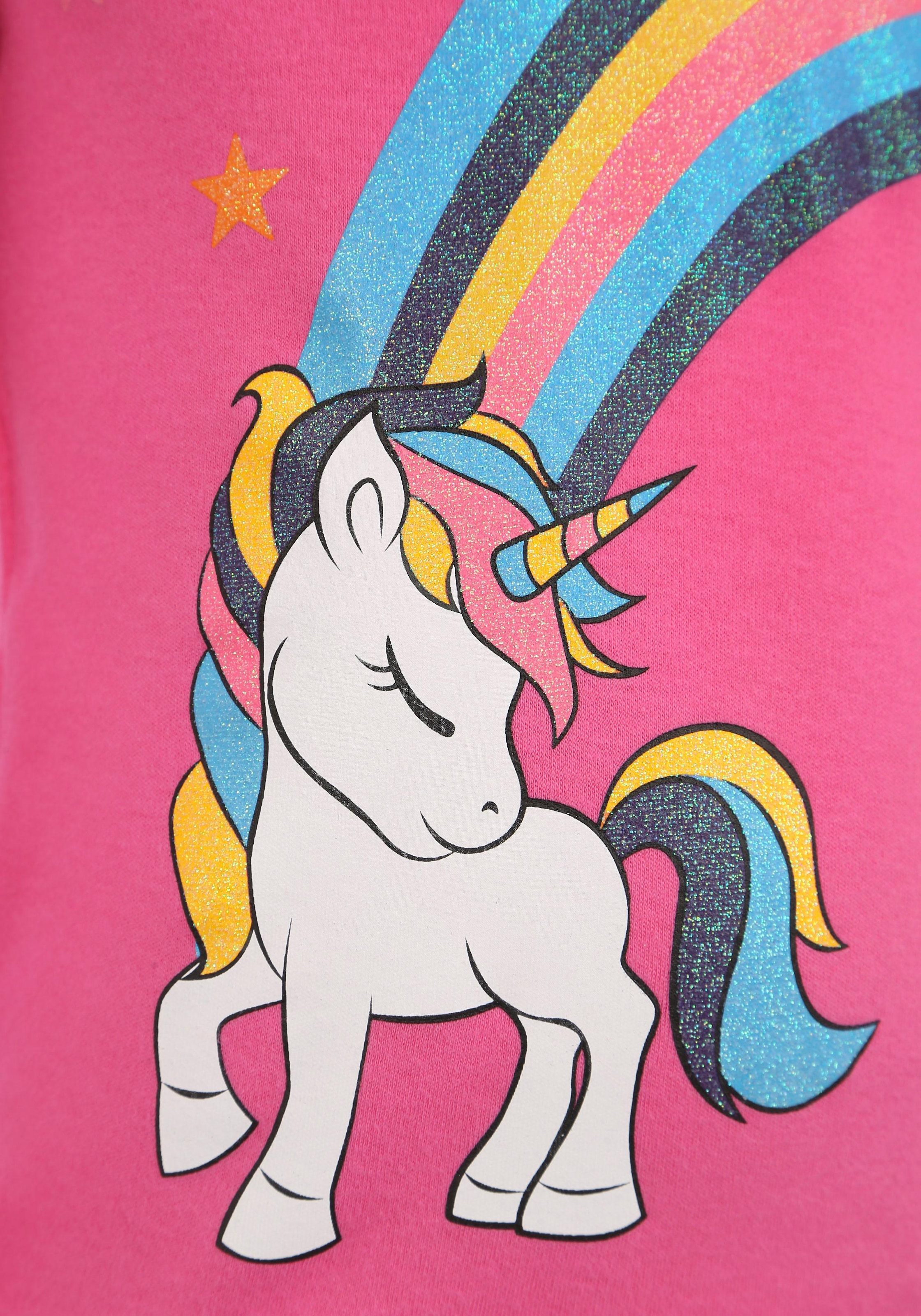 BAUR | mit Regenbogen«, kaufen »EINHORN KIDSWORLD Glitzerdruck Langarmshirt