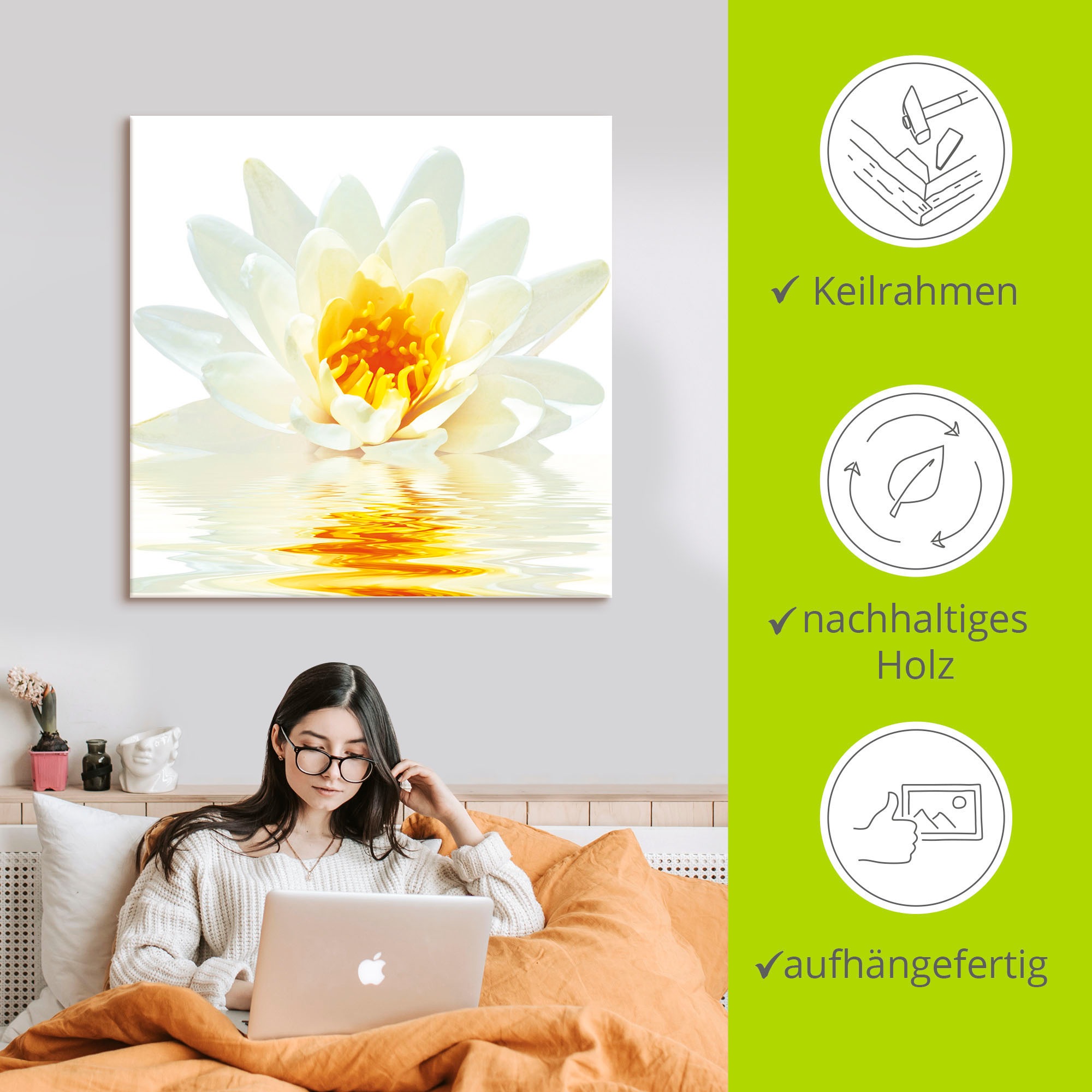 Artland Wandbild »Lotusblume schwimmt im Wasser« 1 Stk. tlg. als Leinwandbild in verschied. Größen