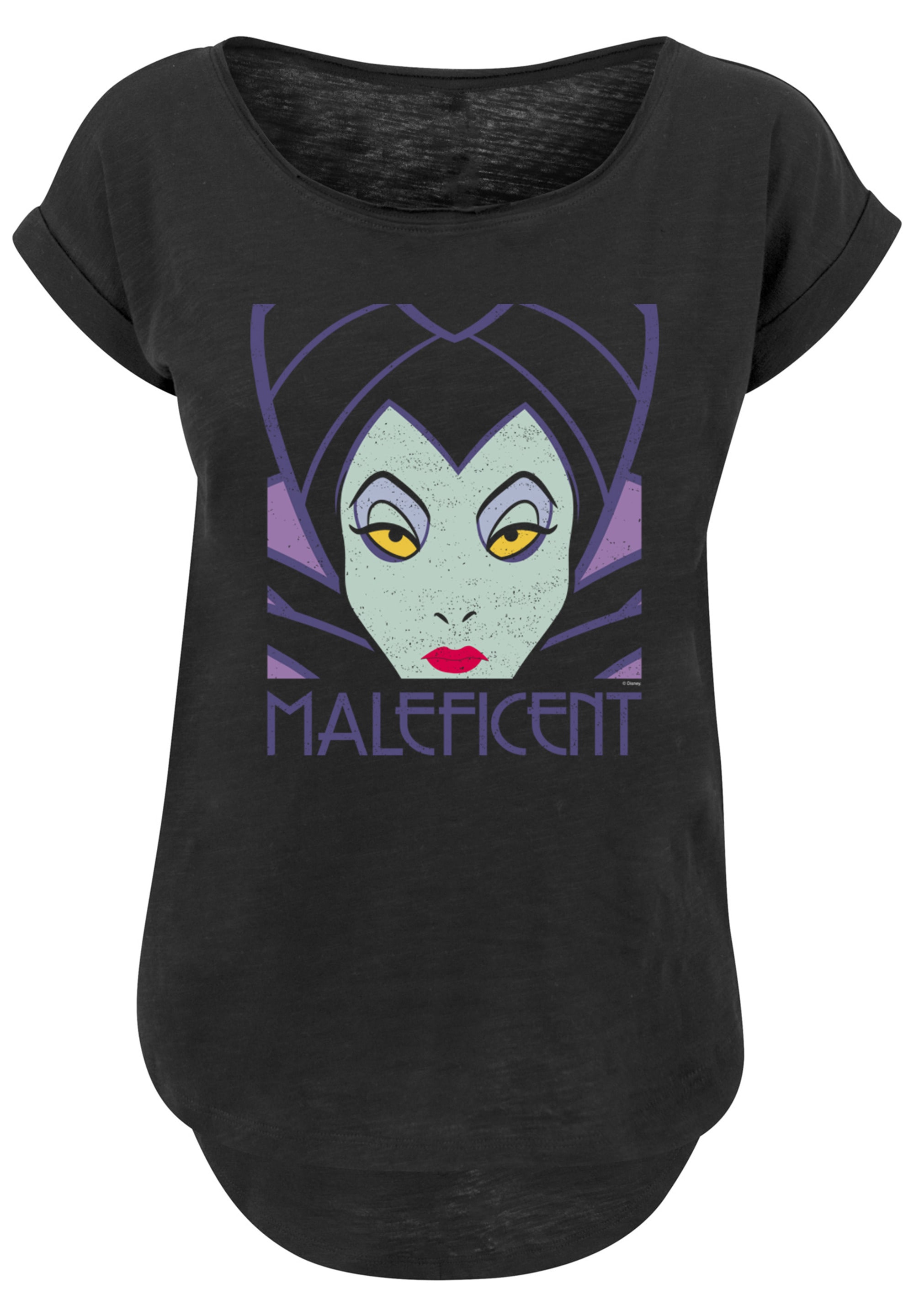 F4NT4STIC T-Shirt »Long Cut T-Shirt Disney Maleficent Cropped Head«, Damen,Premium Merch,Lang,Longshirt,Bedruckt