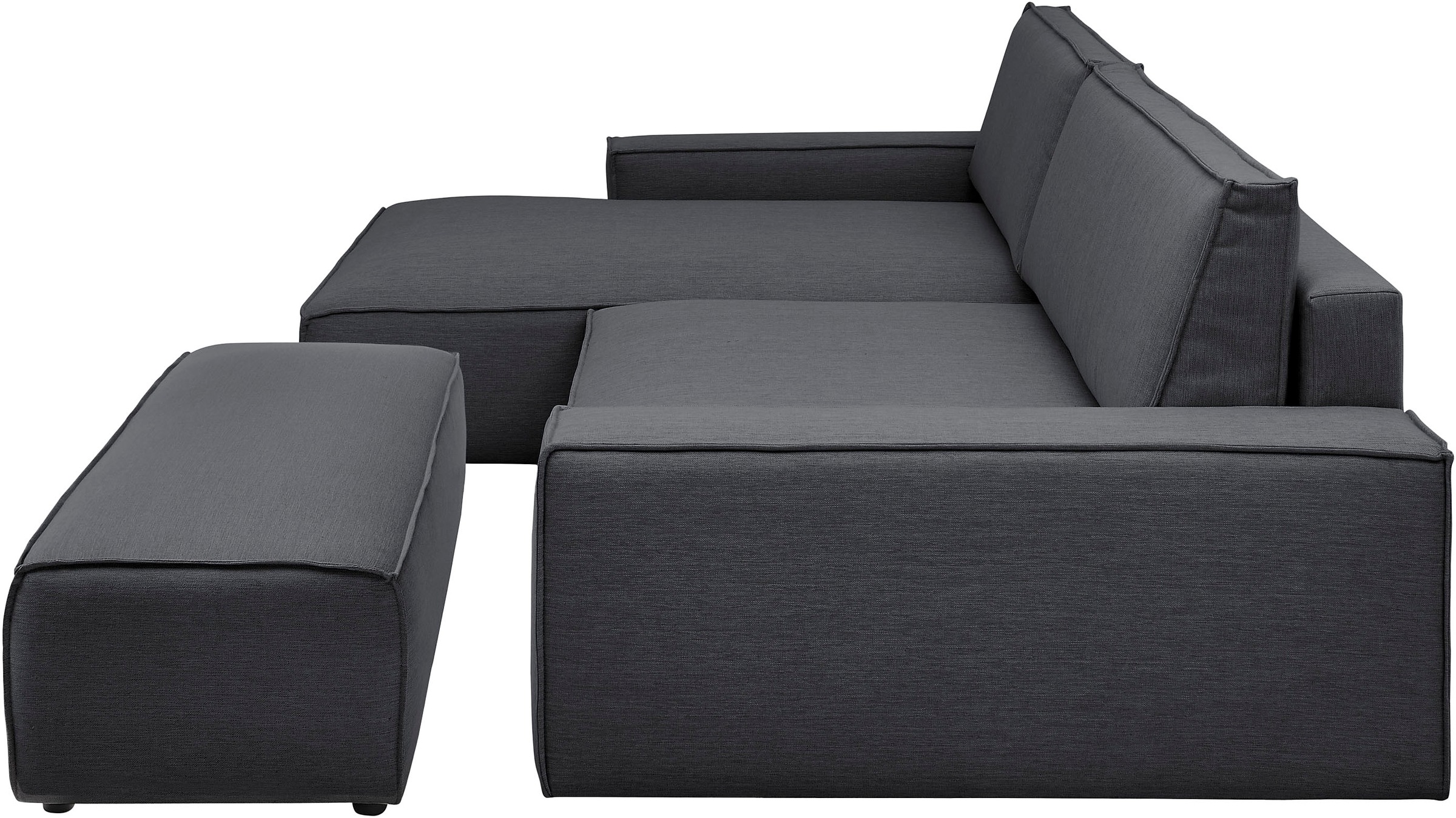 Home affaire Polsterecke »NEU: SHERWOOD XXL tief, L-Form mit Schlaffunktion, Big-Sofa mit Hocker«, (Set, 2 St.), stellbar zum Schlafsofa (Krokodilverbinder), Cord, Leinenoptik