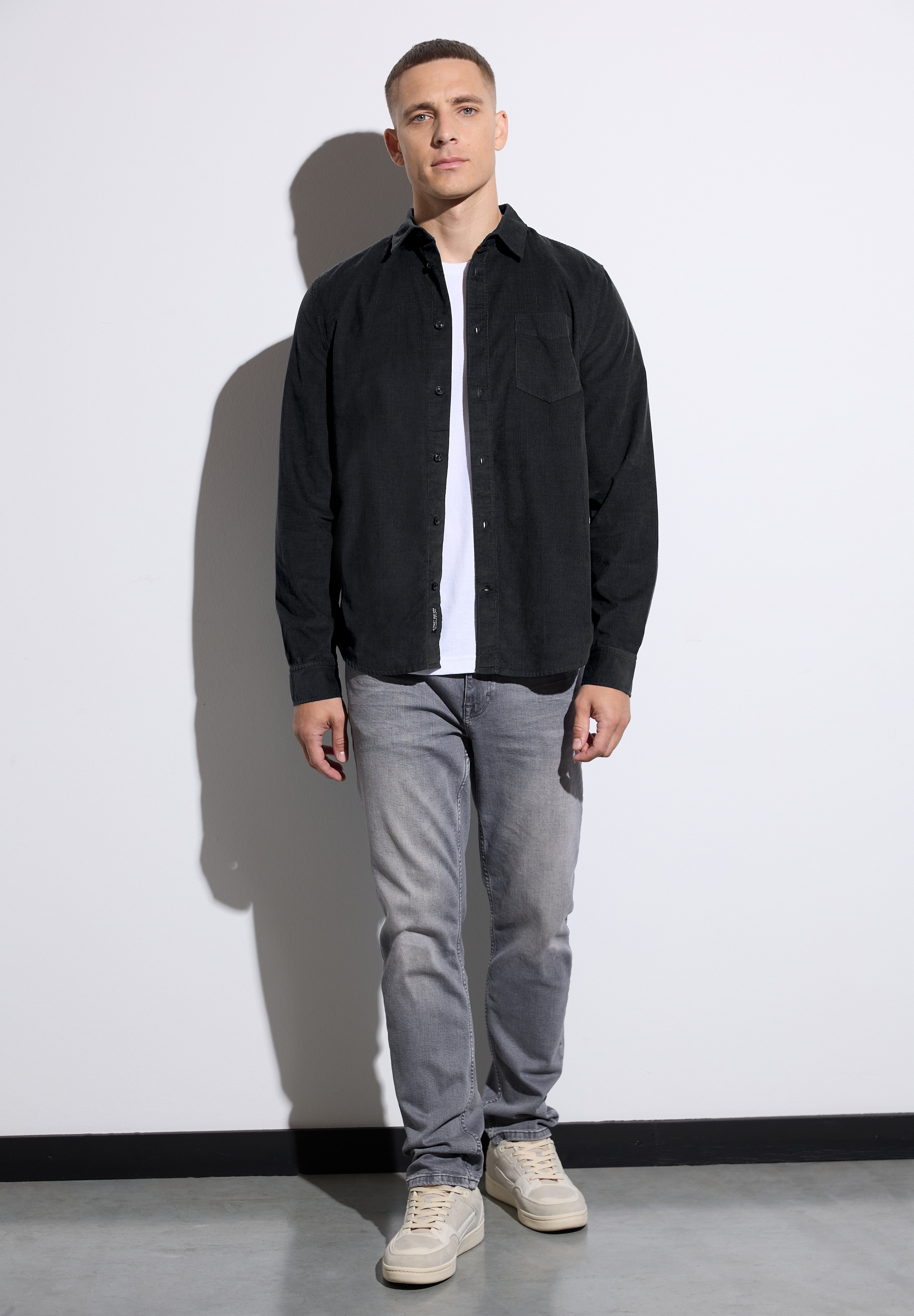 STREET ONE MEN Langarmhemd, aus reiner Baumwolle
