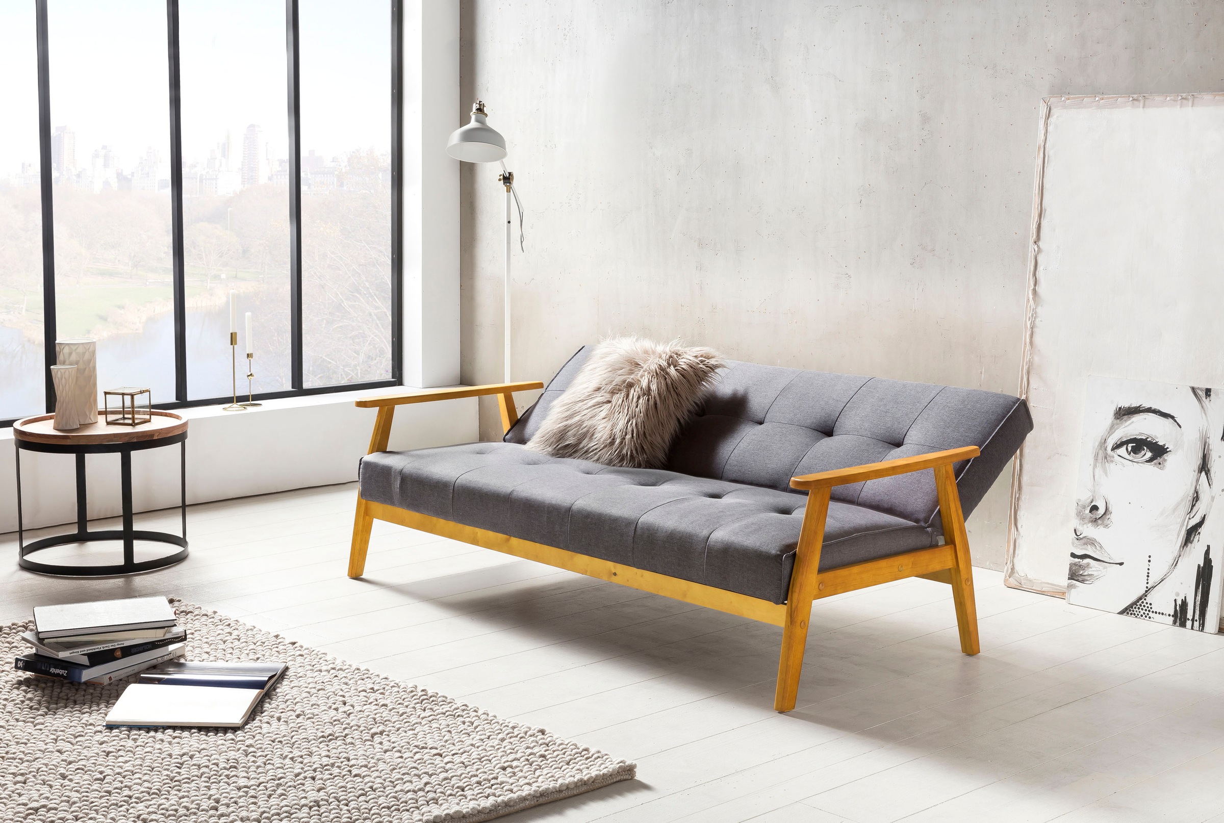 SalesFever Schlafsofa »Skagen, Sofa, 3-Sitzer«, mit Holzgestell, 60° Relax- und Schlaffunktion, Breite 190 cm