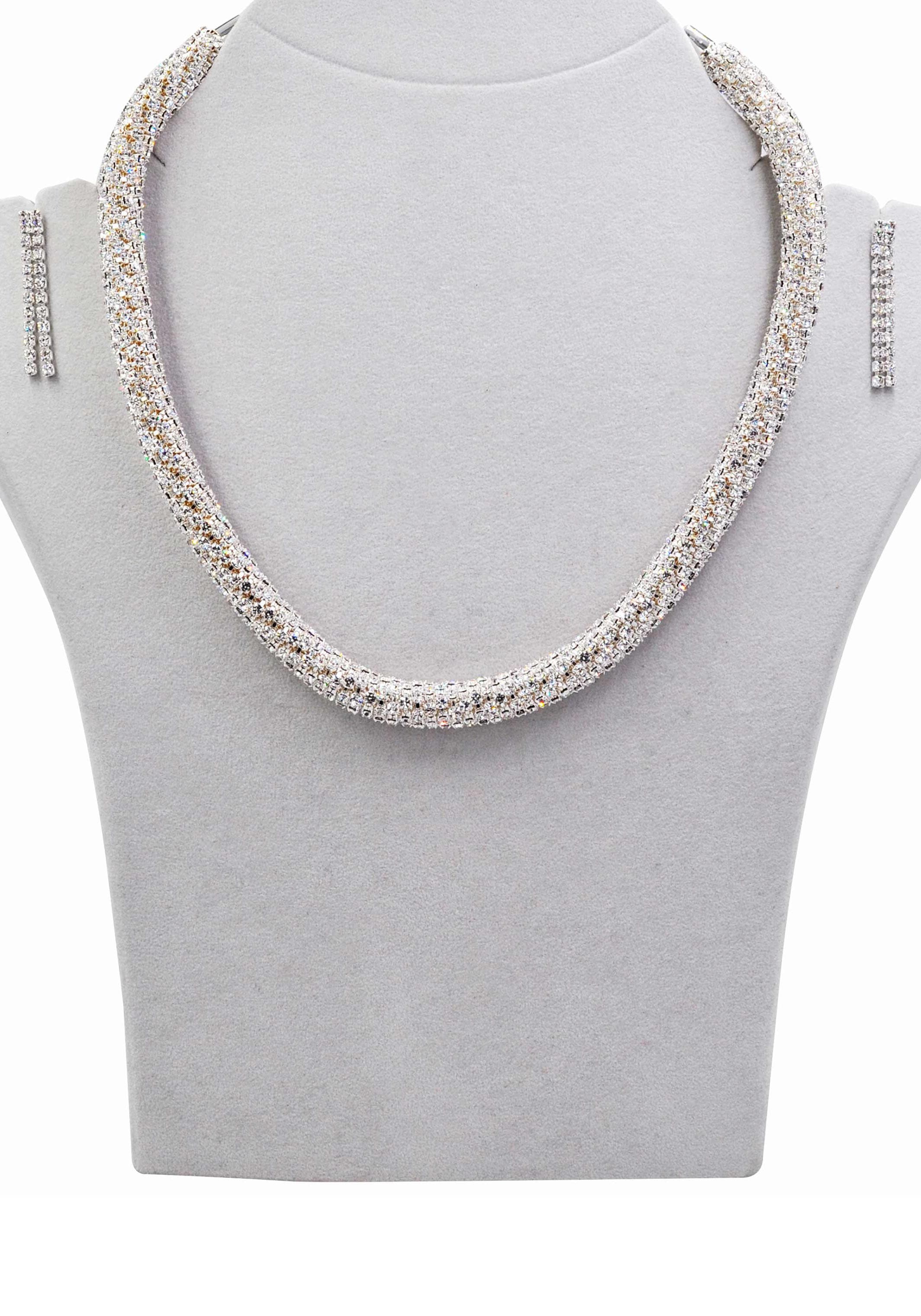 Firetti Ohrring und Ketten Set »Strass-Schmuckset, edel, elegant und glamourös«, (Set, 3 tlg.), mit Glasstein