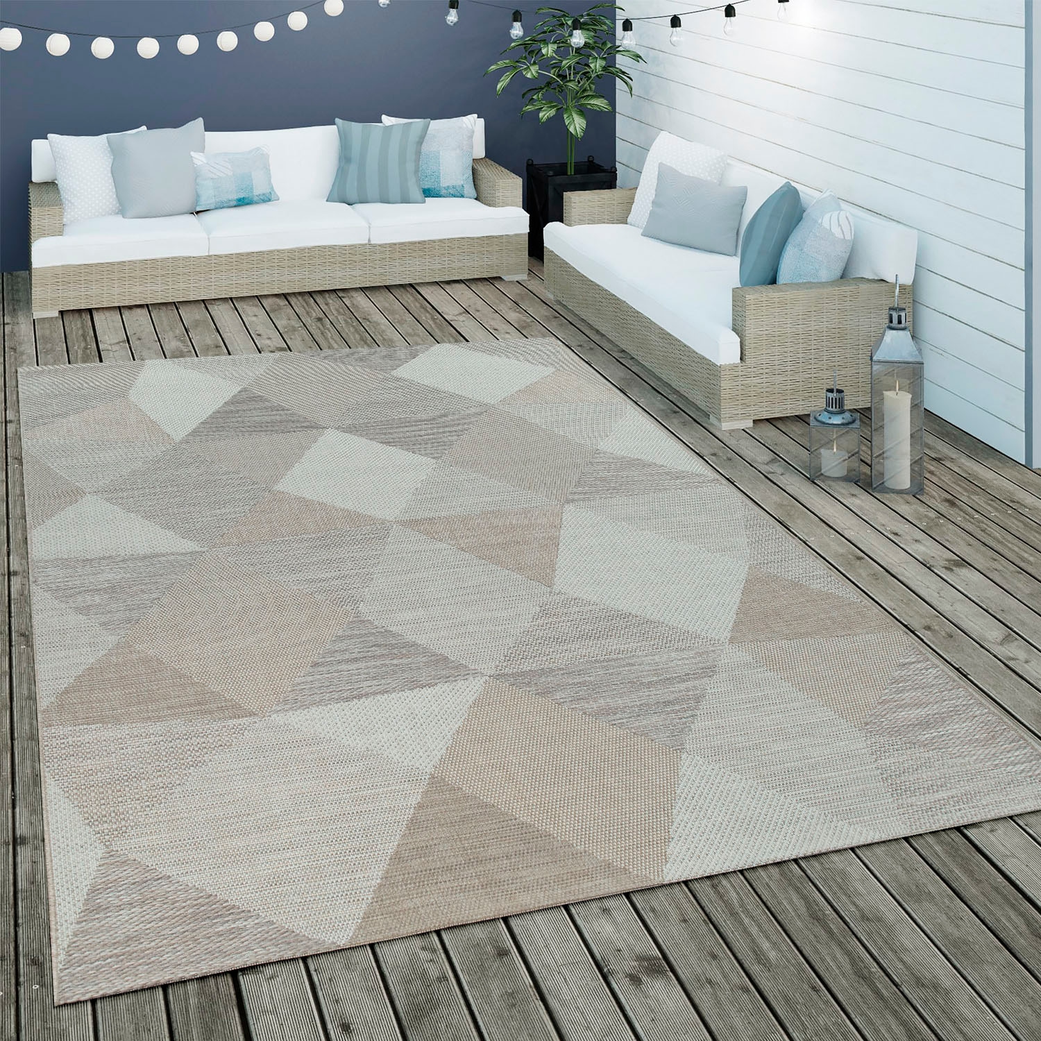Paco Home Teppich »Kortrijk 743«, rechteckig, Flachgewebe, modernes Design, Pastell-Farben, In- und Outdoor geeignet