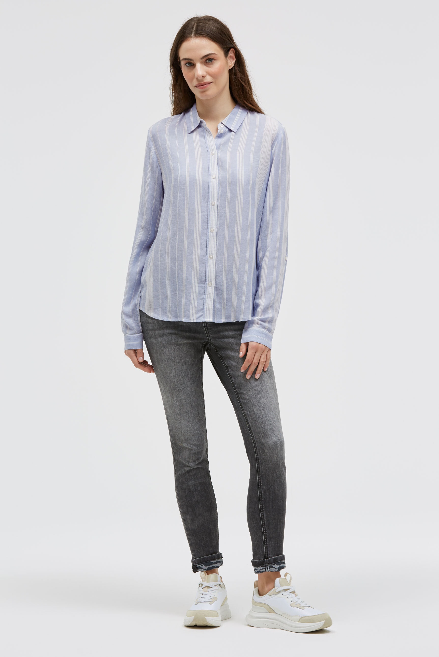 SOCCX Langarmbluse mit Umlegekragen