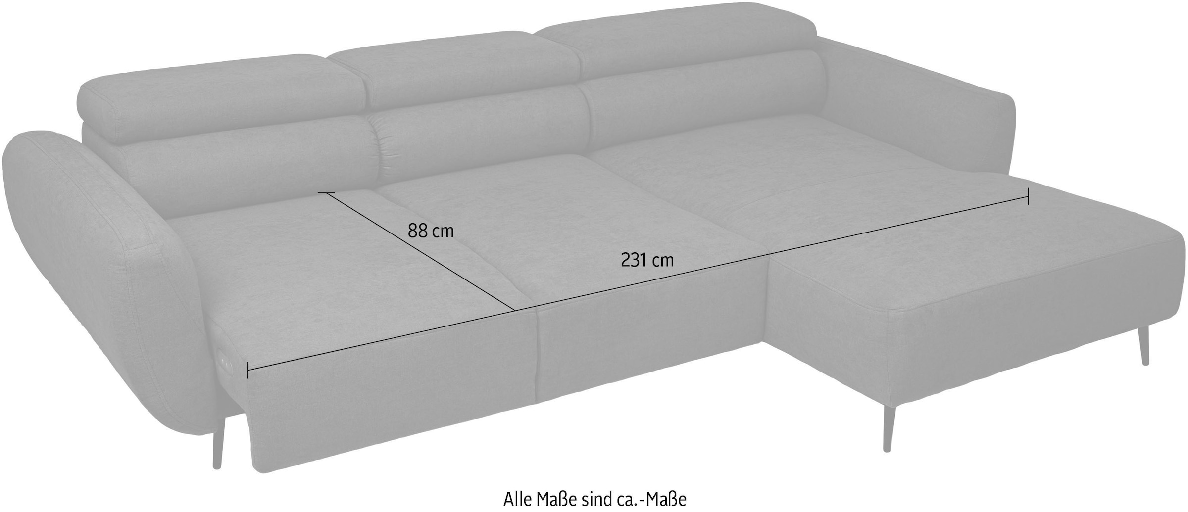 WERK2 Ecksofa »Alisson Sitztiefe elektrisch verstellbar, verstellbare Kopfstützen« Schwebendes L-Form Sofa in Cord, 15 cm bodenfrei (saugrobotergeeignet)