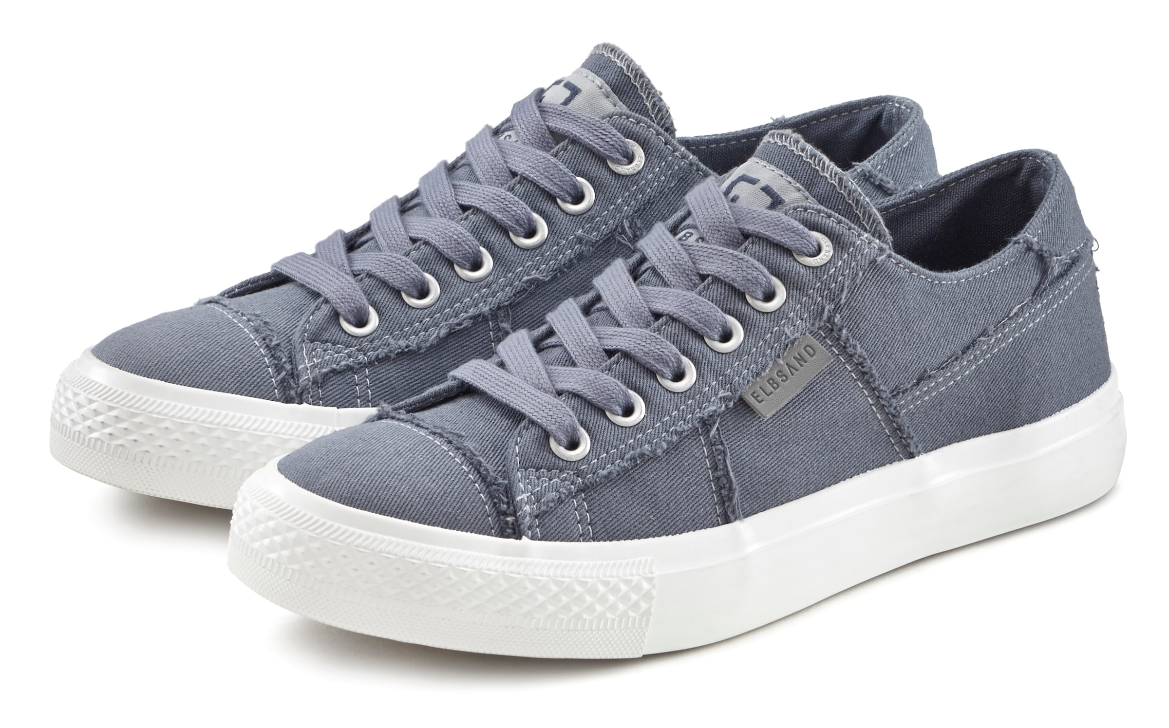 Sneaker ELBSAND "Schnürschuh, Stoffschuhe, Textilschuhe, Turnschuh, Freizeitschuh", Damen, Gr. 35, blau, Obermaterial: 100% Textilmaterial. Decksohle: 100% Textilmaterial. Futter: 100% Textilmaterial. Laufsohle: 100% Synthetik, unifarben, used, Schuhe Sne