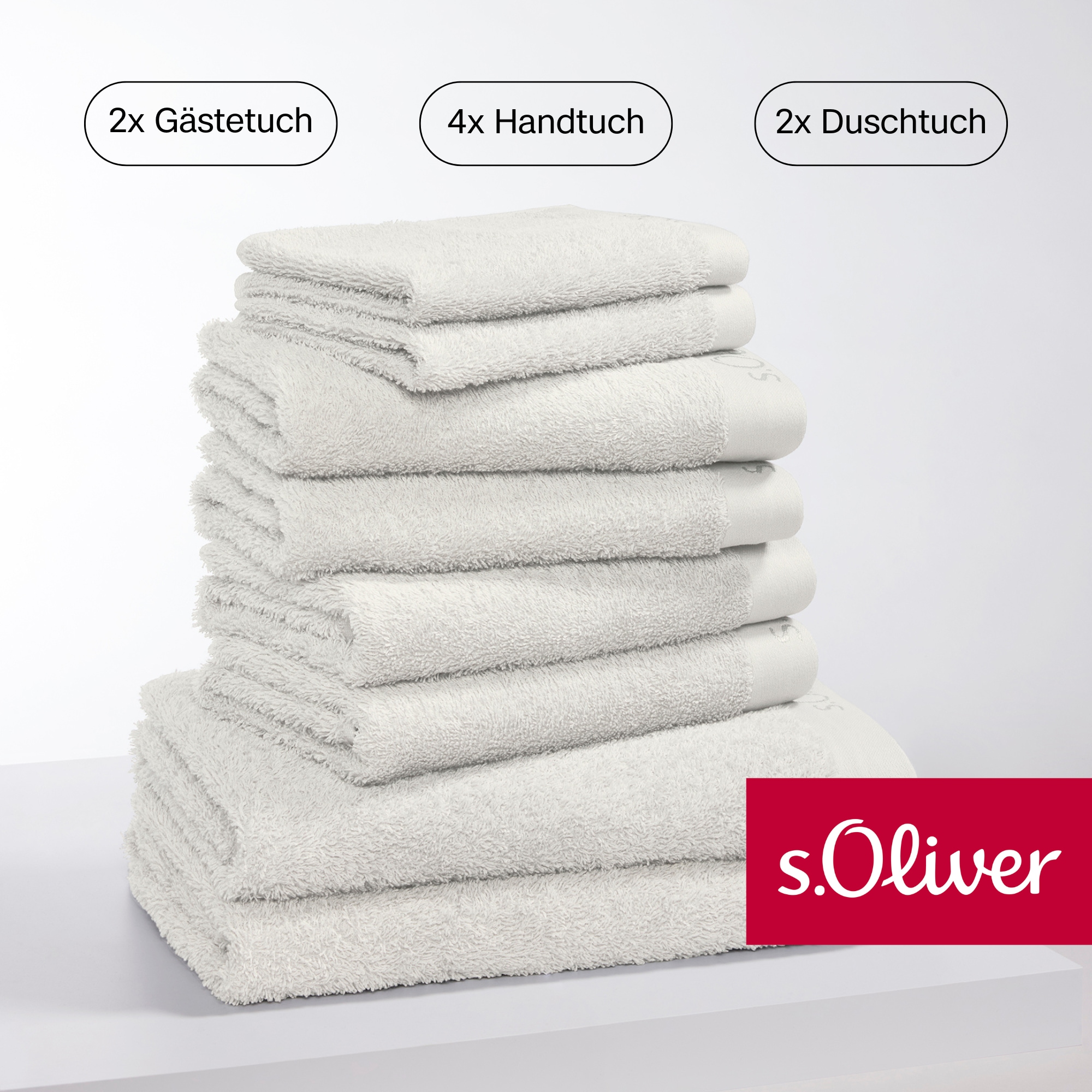 s.Oliver Handtuch Set "s. Oliver, besonders weich und saugfähig", (Set, 8 St., 2 Gästetücher 30x50 cm-4 Handtücher 50x10