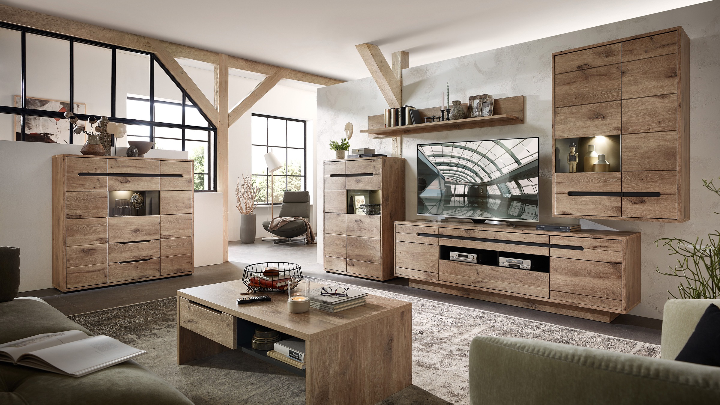 Innostyle Wohnwand »BELLANO«, (Komplett-Set, 4 St.), inkl. LED-Beleuchtung